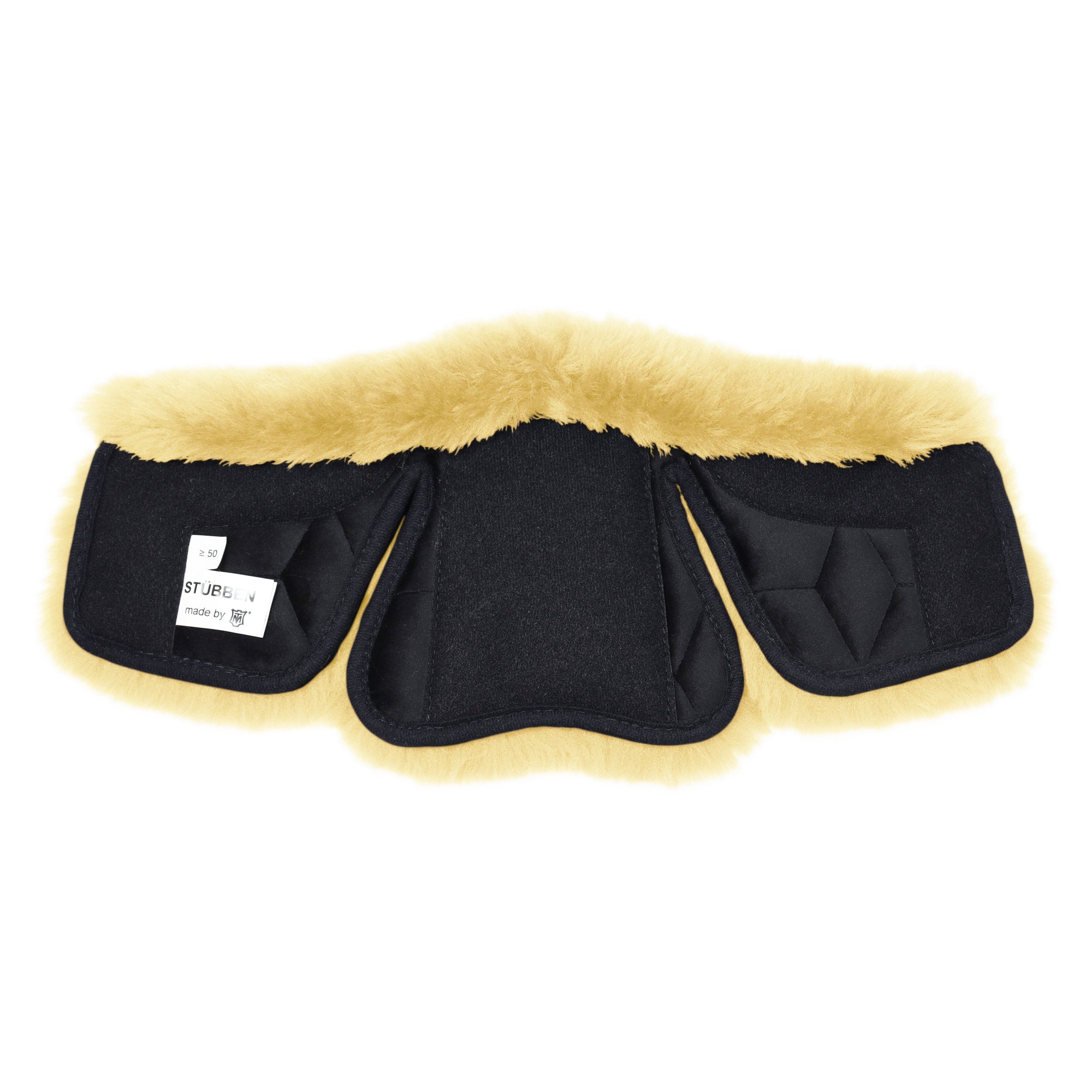 Stübben Equi-Soft® Lammfellpolster by Mattes – Rückseite mit robustem Klettsystem für einfache Befestigung am Stübben Equi-Soft® Sattelgurt