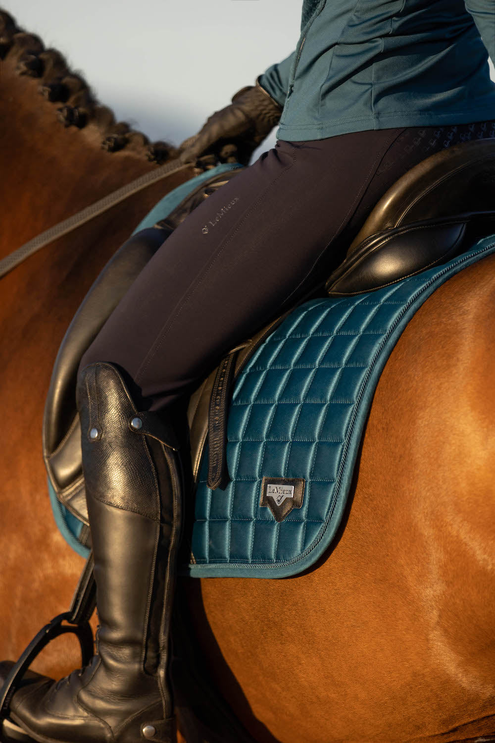 LeMieux saddle pad Loire Classic Satin Dressage Square marine