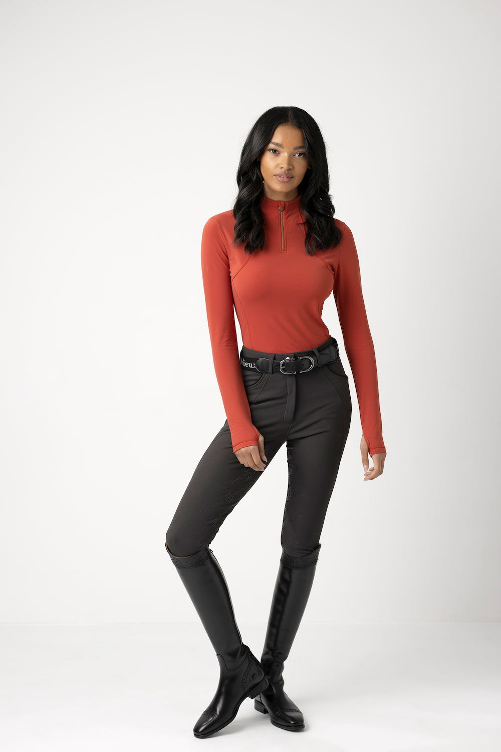 LeMieux Langarmshirt Liberte Zipped Neck Base Layer sienna