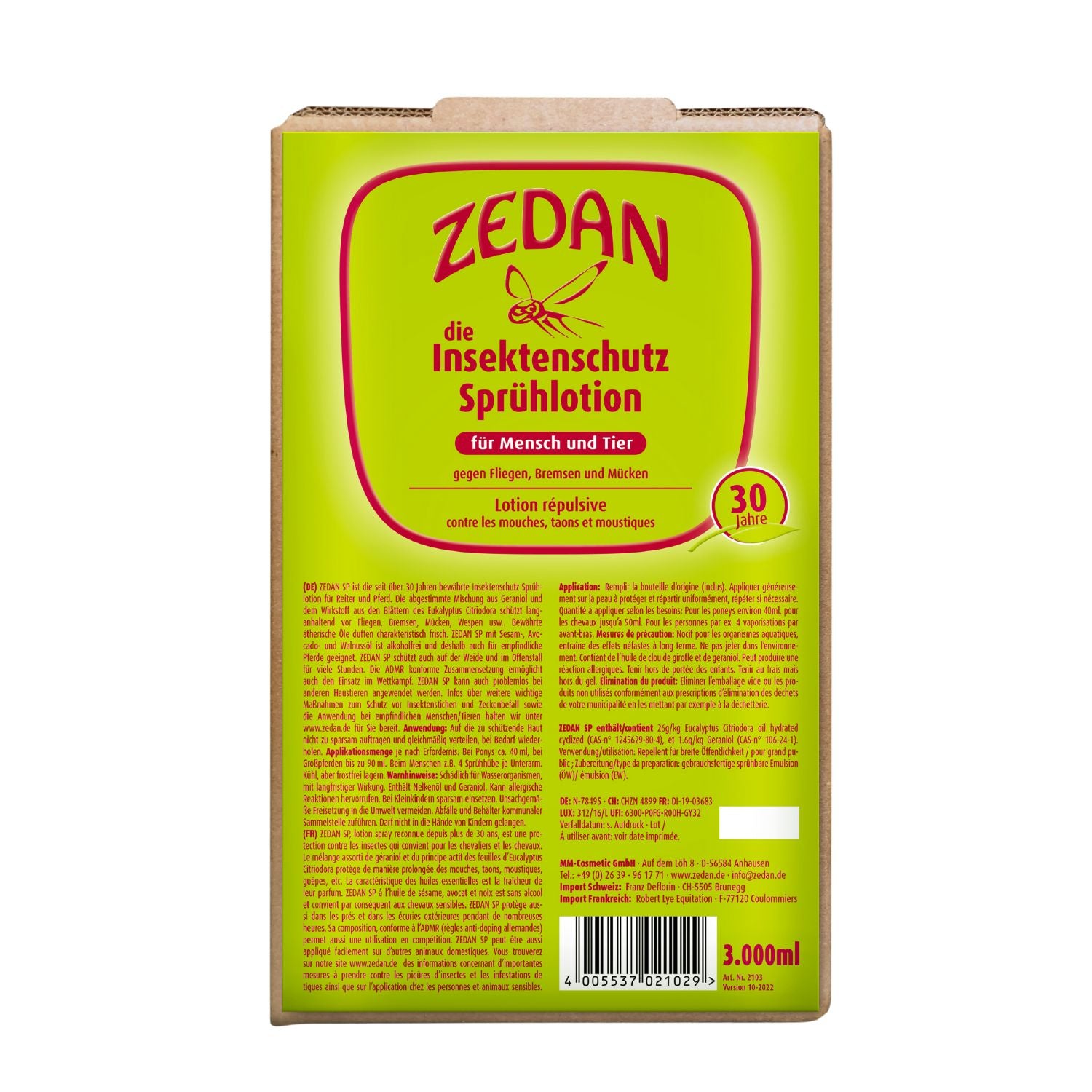 ZEDAN SP Insektenschutz Sprühlotion Fliegenspray für Mensch und Pferd