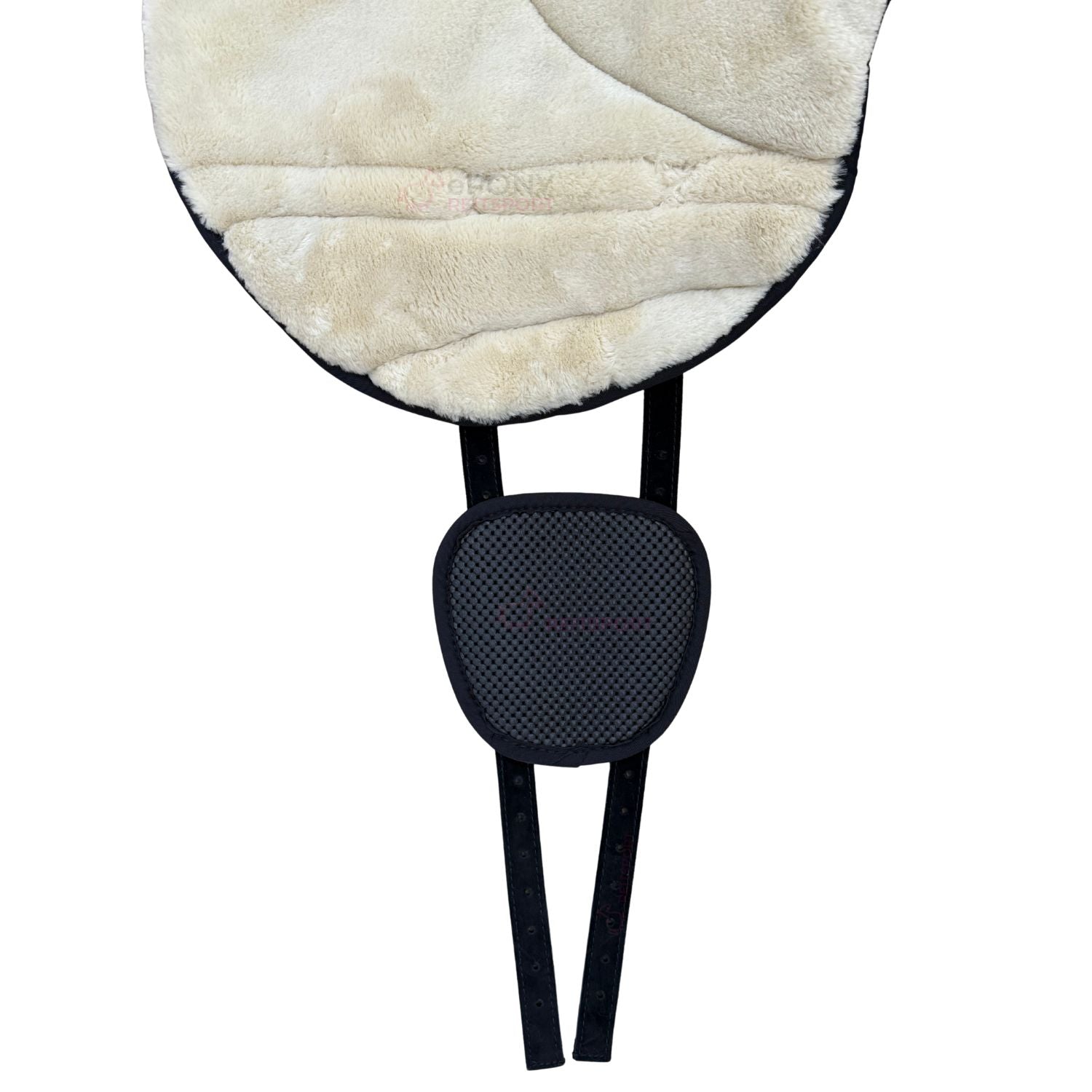 Gurtpolster mit Anti-Rutsch Noppen und Kunstfell unter der Sitzfläche sorgen für einen weichen Komfort bei Reiter und Pferd.