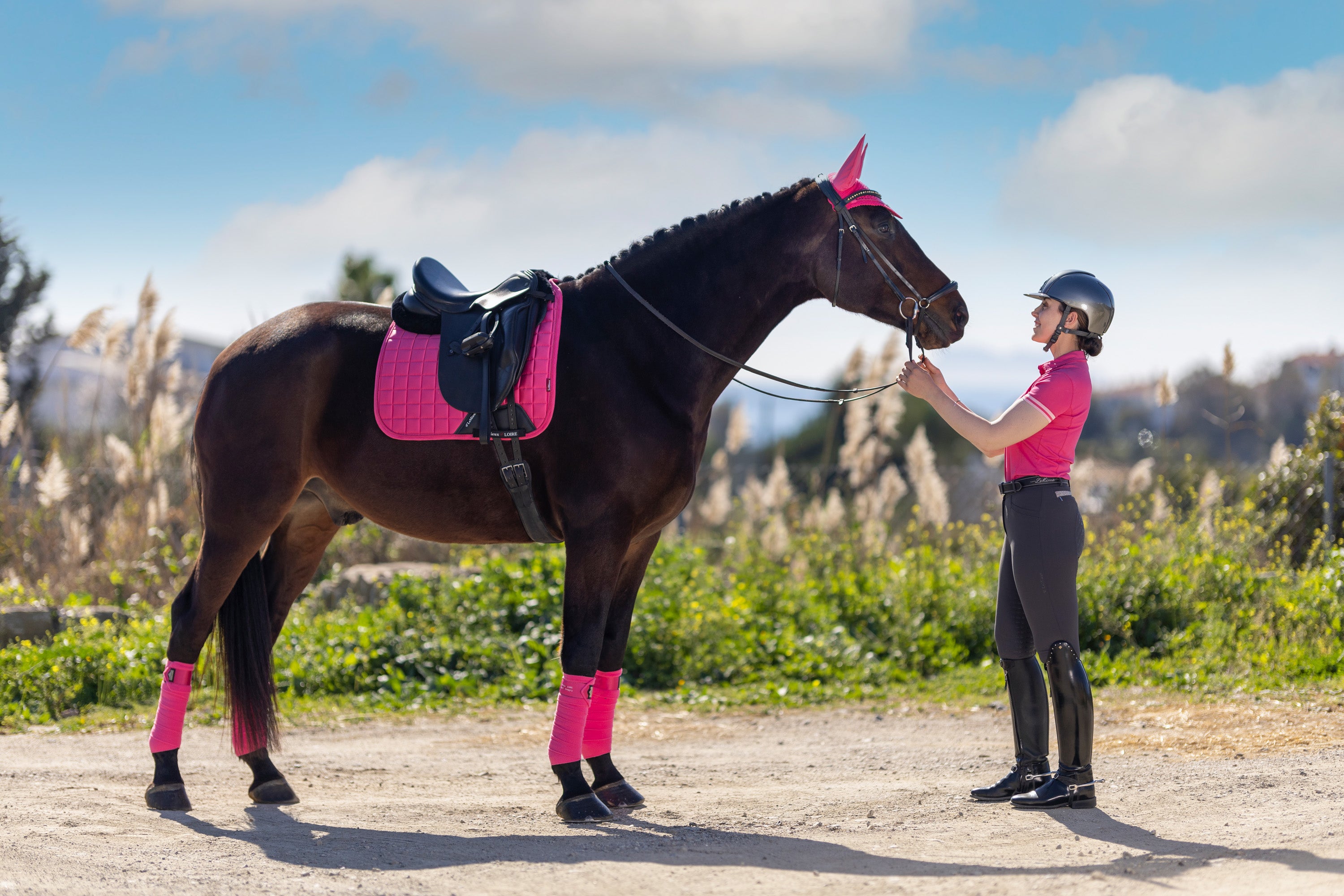 LeMieux saddle pad Loire Classic Satin Dressage Square watermelon