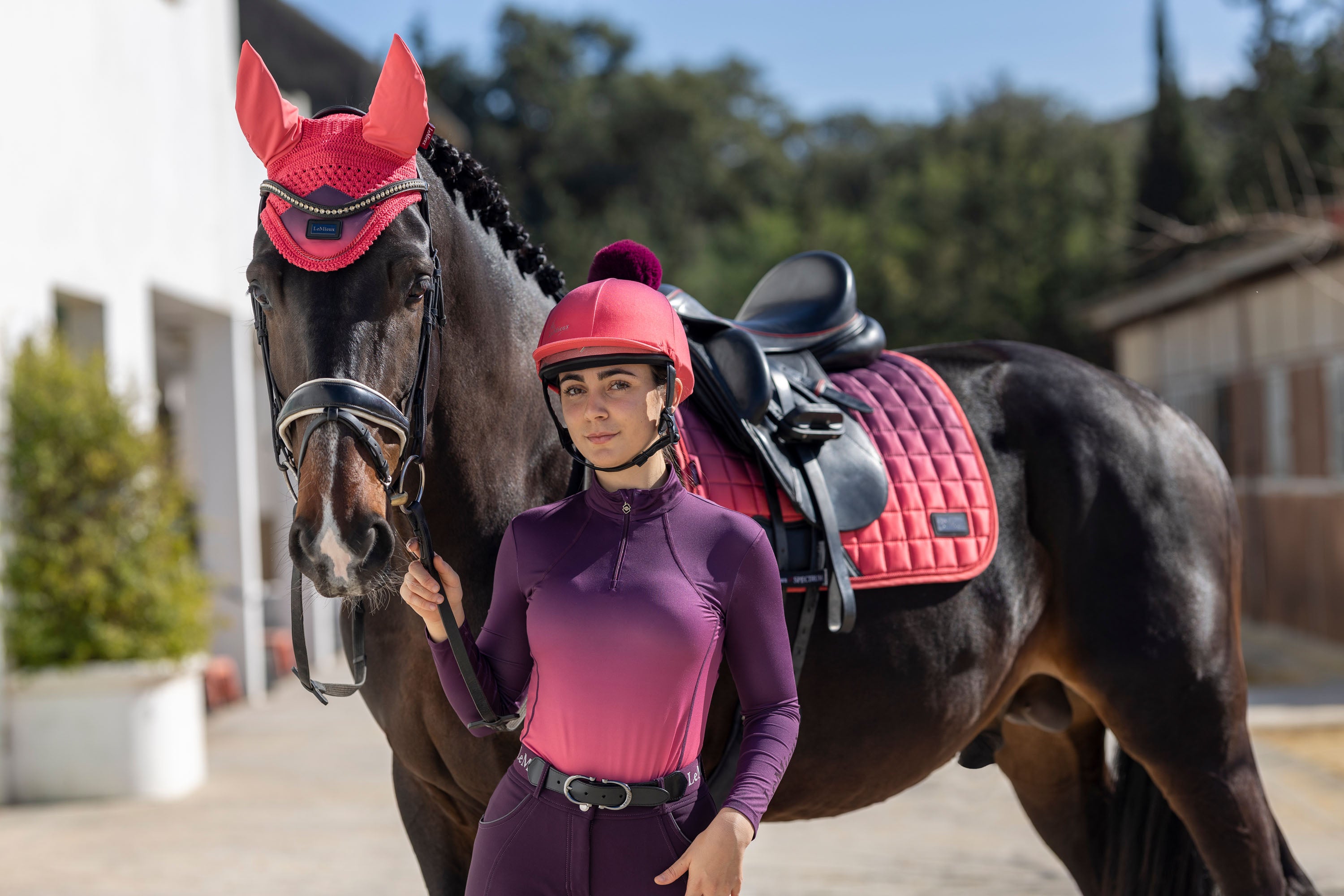 LeMieux Schabracke Spectrum Satin Dressage Square papaya