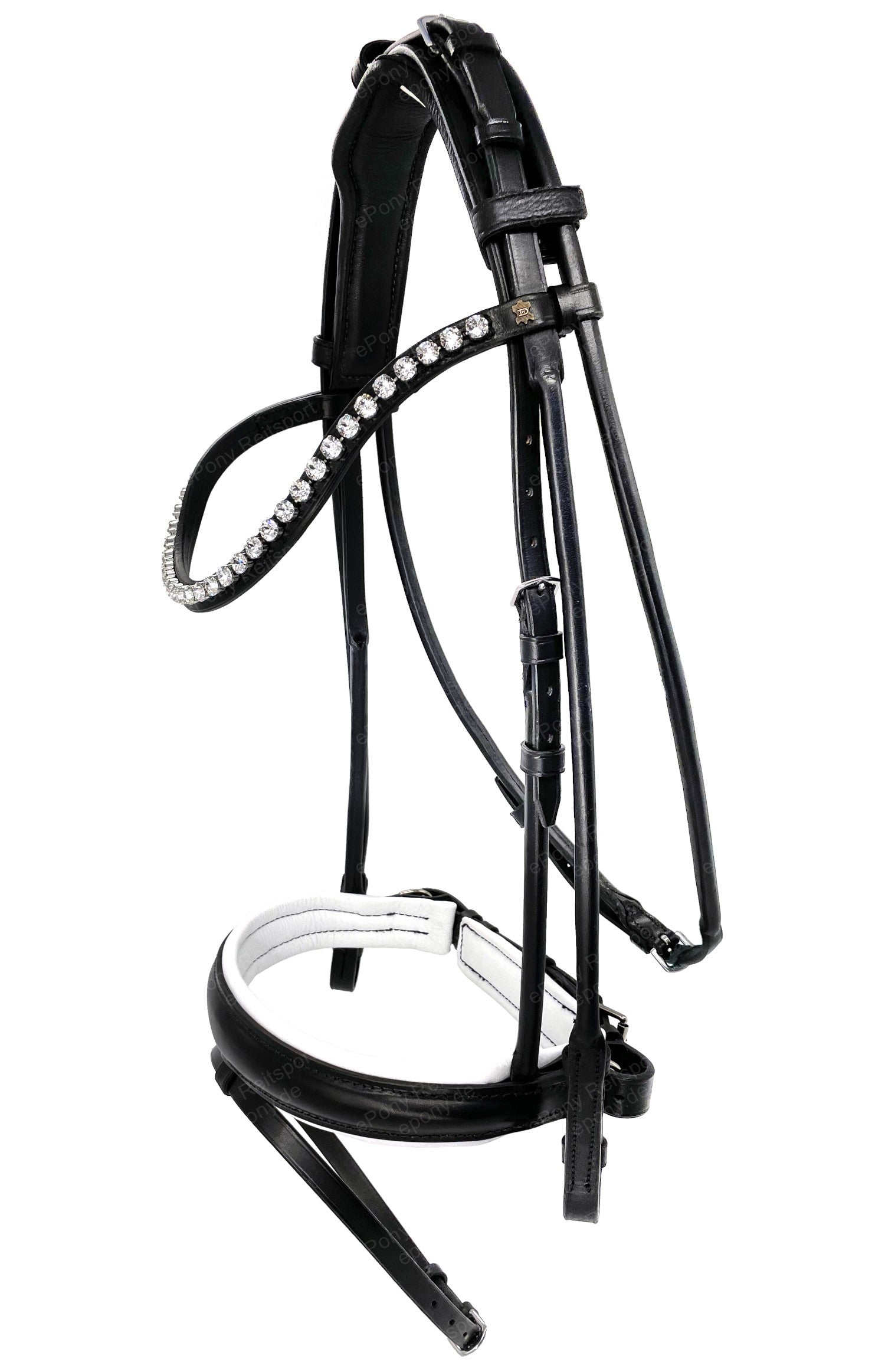 Döbert Classic Bridle Sanceo black round stitched white lined