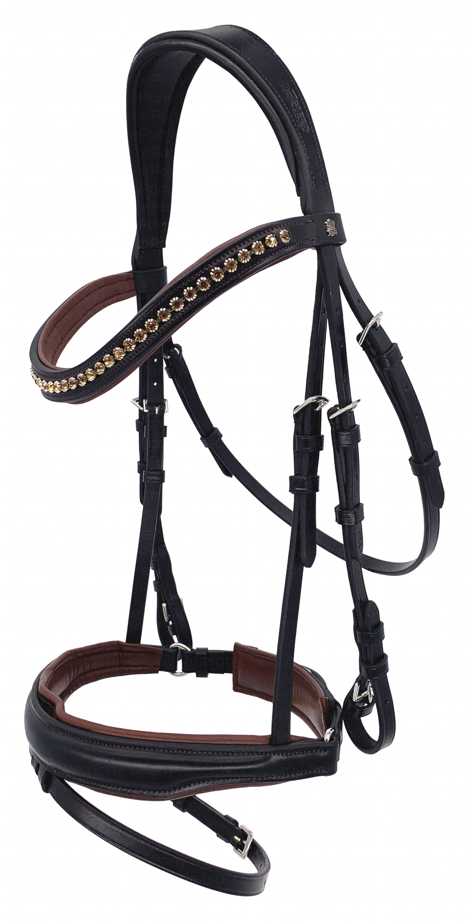 Döbert Stallmeister bridle English combined removable flash strap black-cognac