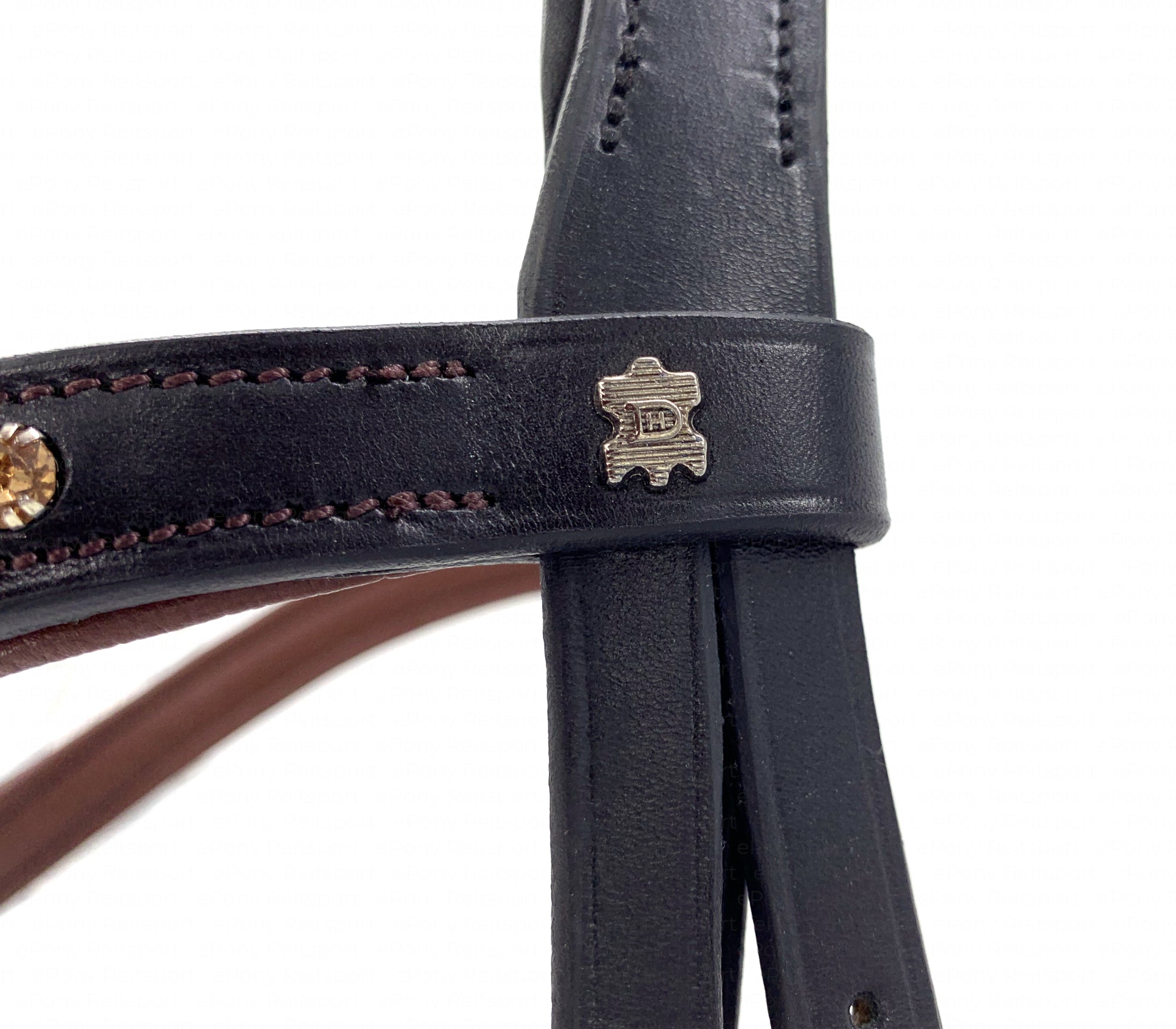 Döbert Stallmeister bridle English combined removable flash strap black-cognac