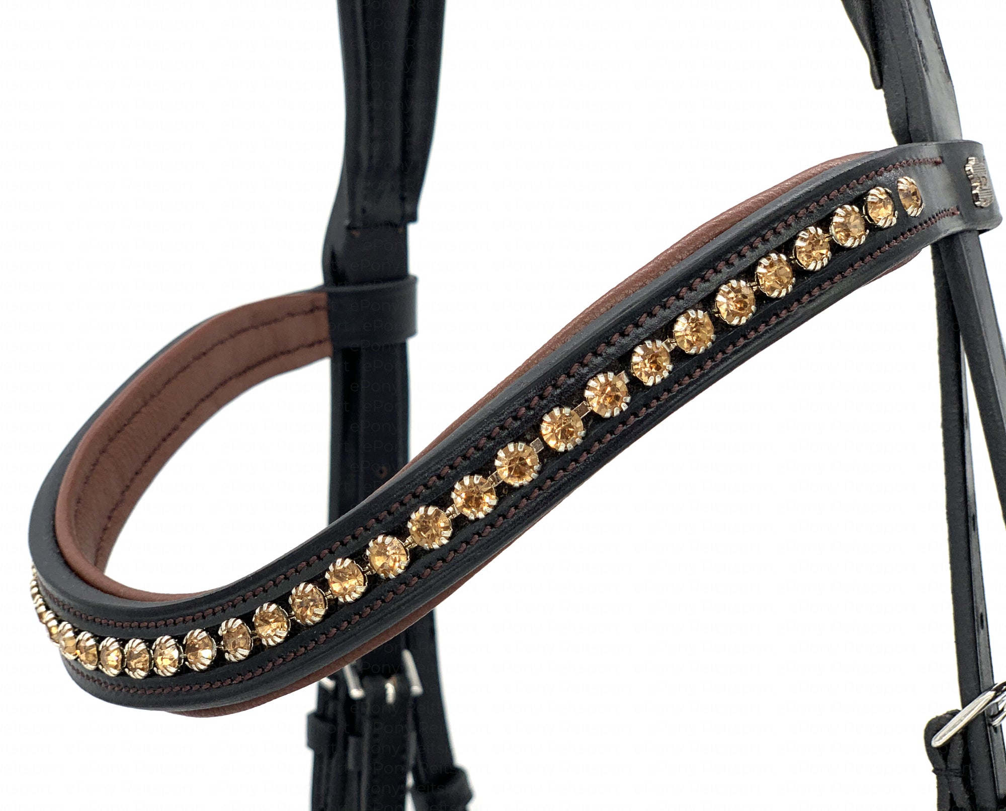 Döbert Stallmeister bridle English combined removable flash strap black-cognac