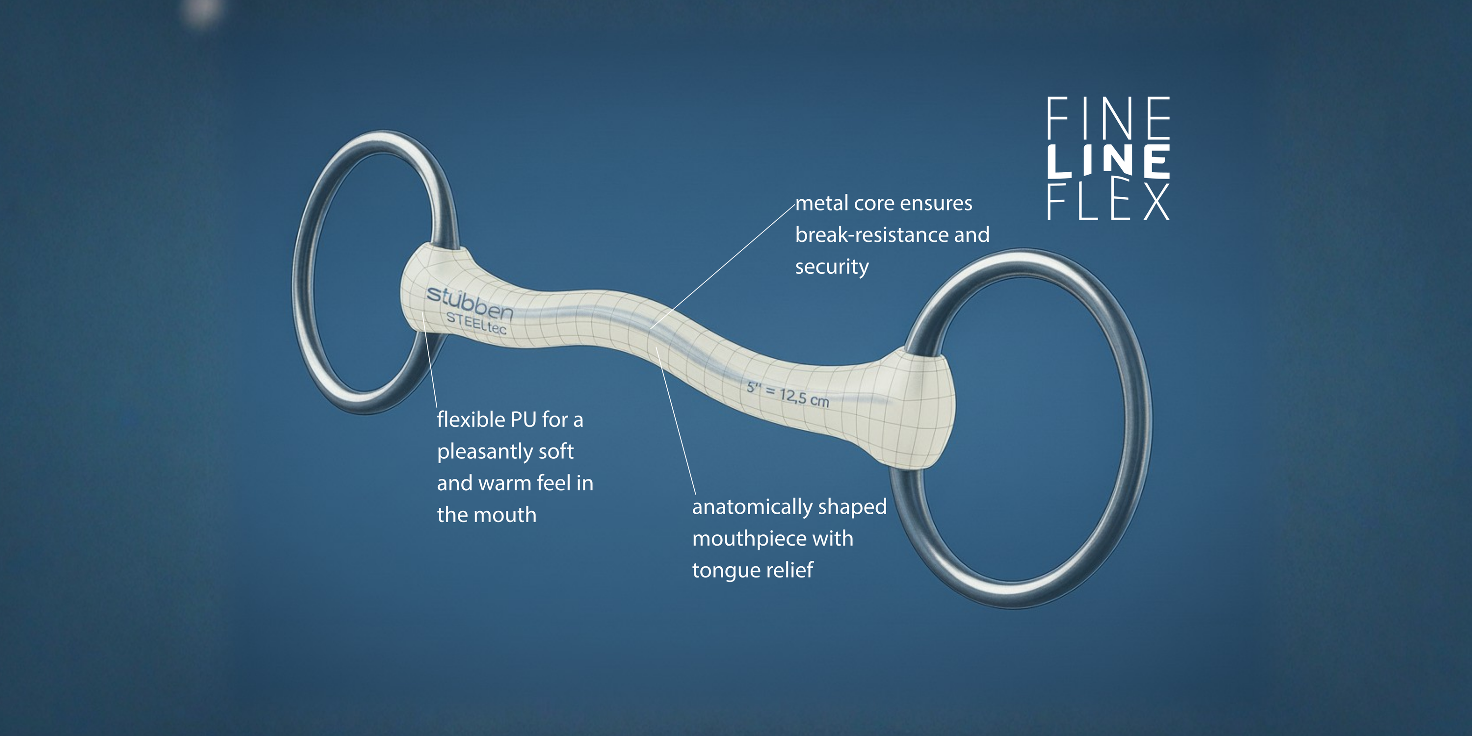 Stübben STEELtec 1312 Fine Line Flex 3-Ring Snaffle