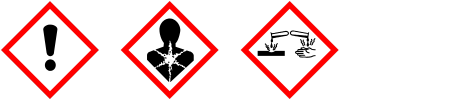 GHS/CLP Piktogramme, Ausrufezeichen, Gesundheitsgefahr, Ätzwirkung