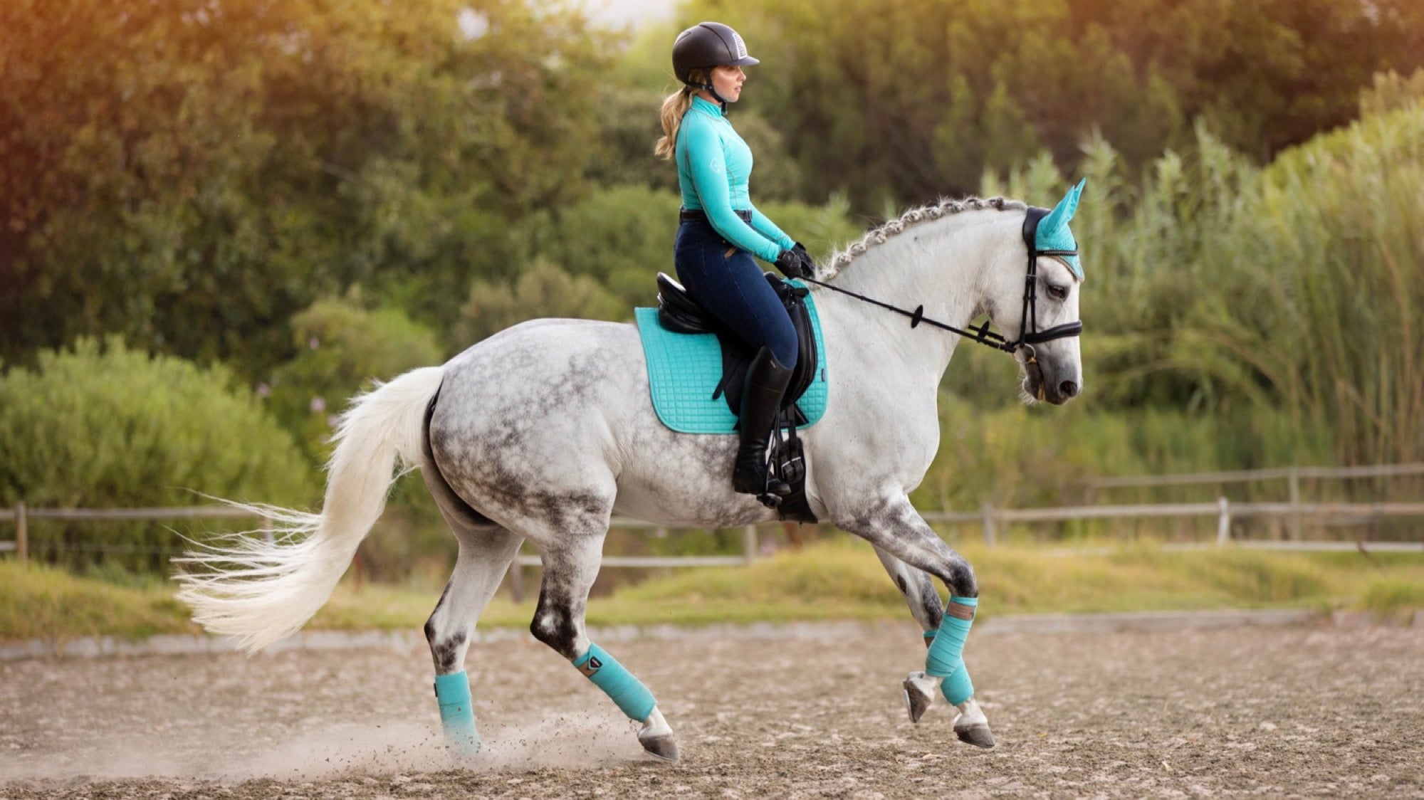 LeMieux saddle pad Luxury Suede Dressage Square azure