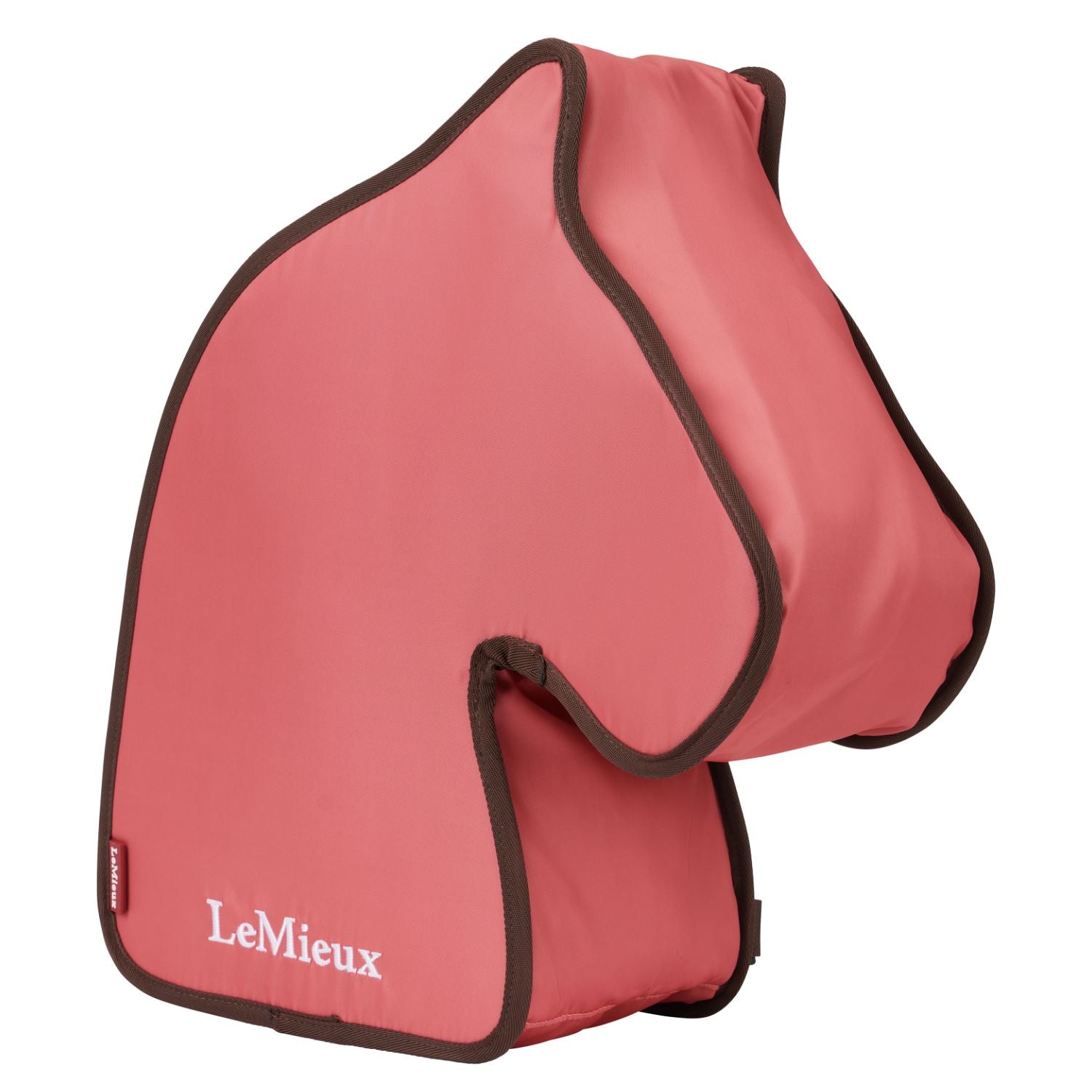 LeMieux Hobby Horse Tragetasche Cranberry – Rückansicht der pferdekopfförmigen Steckenpferd-Tasche mit eleganter dunkler Einfassung.