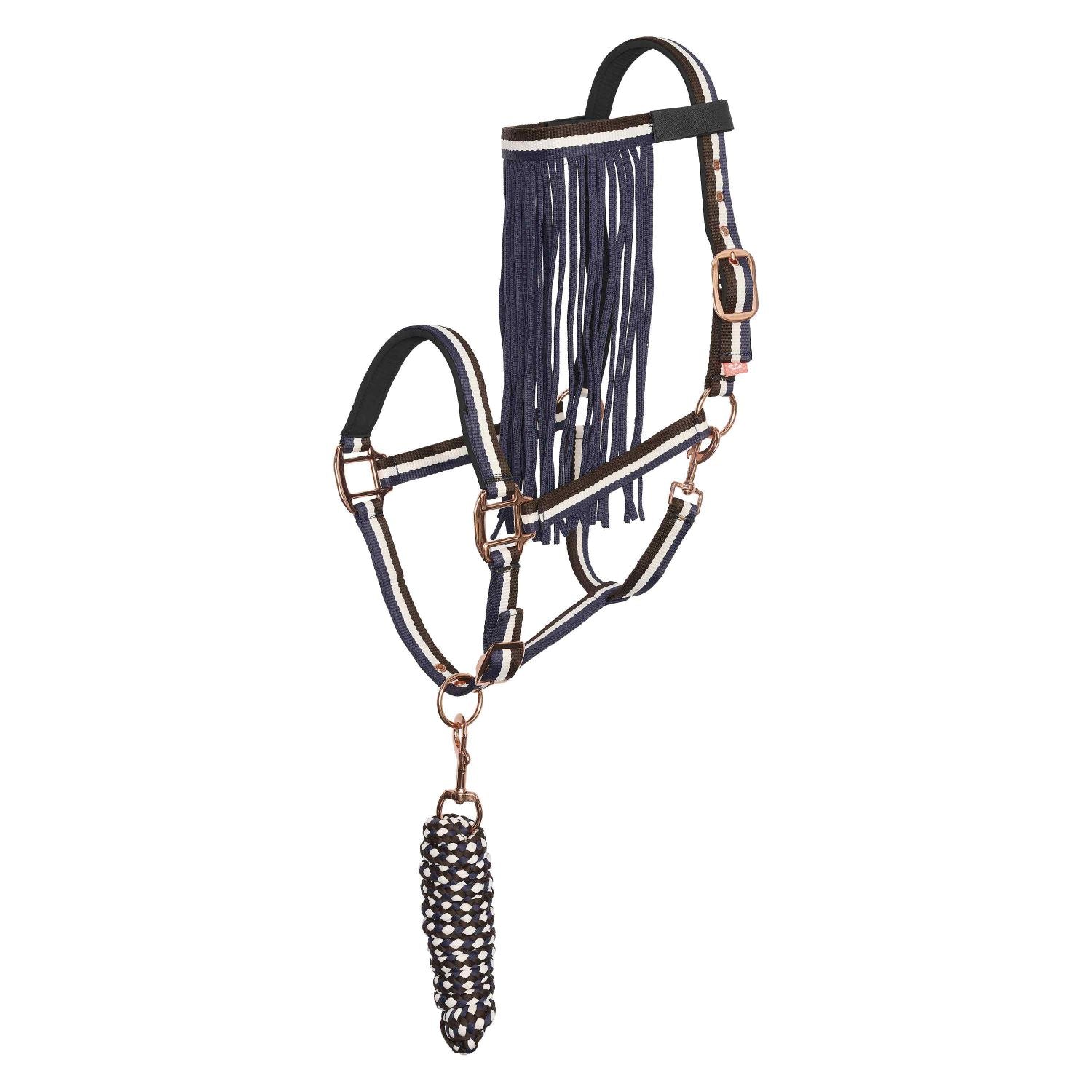 Imperial Riding Nylon Halter Set with Lead Rope and Fly Fringe IRH multi navy