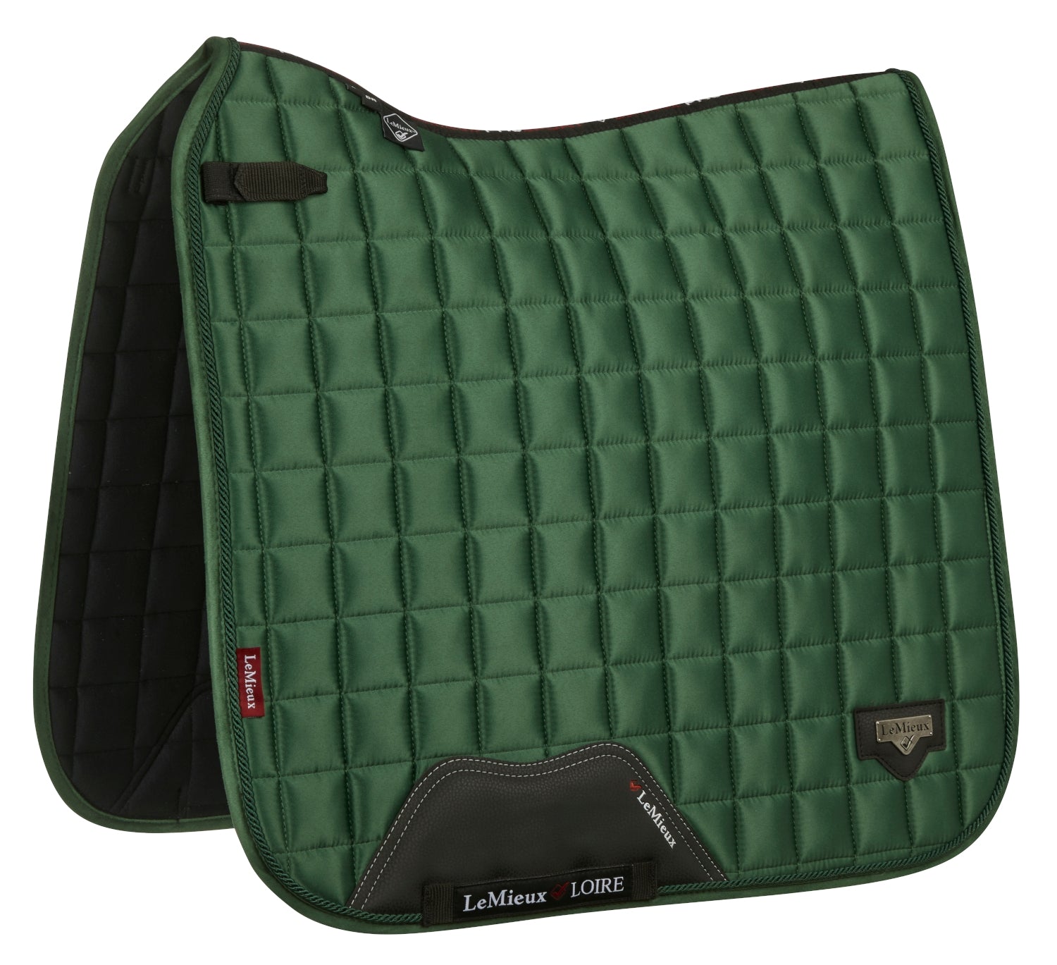 LeMieux saddle pad Loire Classic Satin Dressage Square hunter green