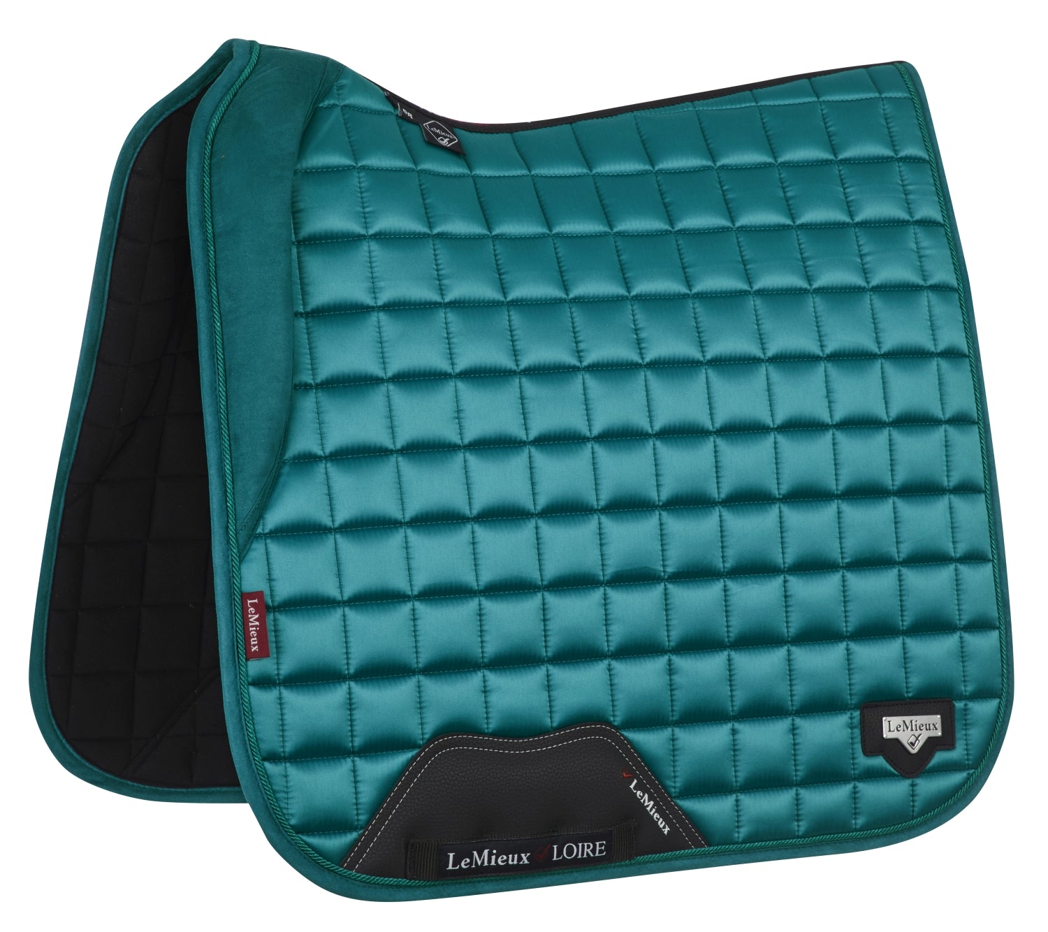 LeMieux saddle pad Loire Memory Satin Dressage Square peacock