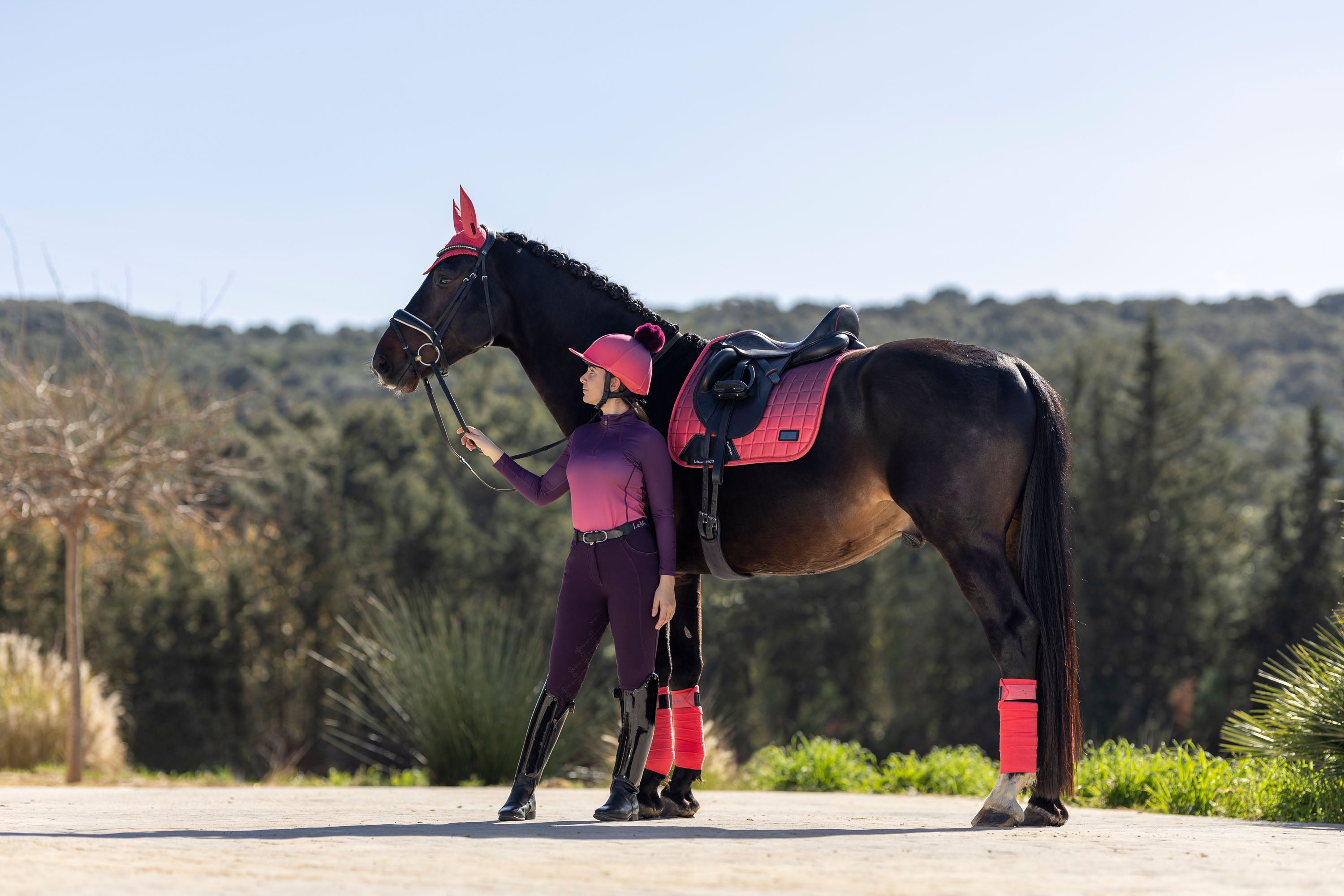 LeMieux Schabracke Spectrum Satin Dressage Square papaya