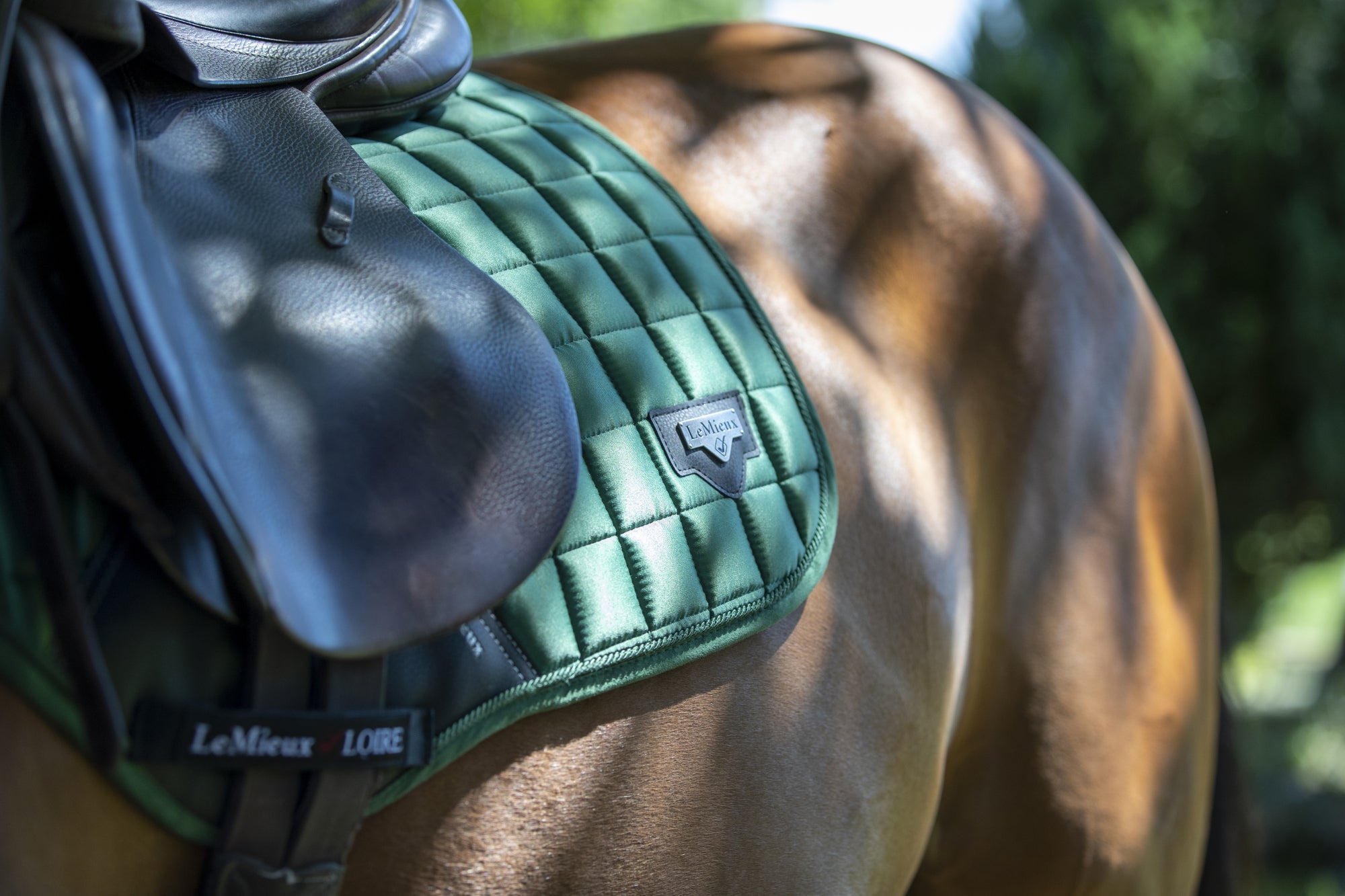 LeMieux saddle pad Loire Classic Satin Close Contact Square hunter green