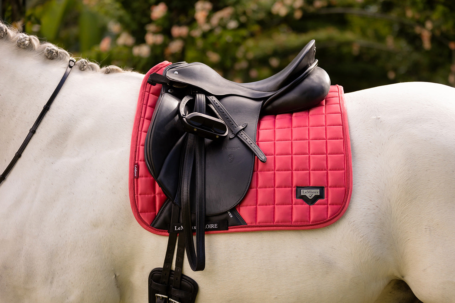 LeMieux saddle pad Loire Classic Satin Dressage Square papaya