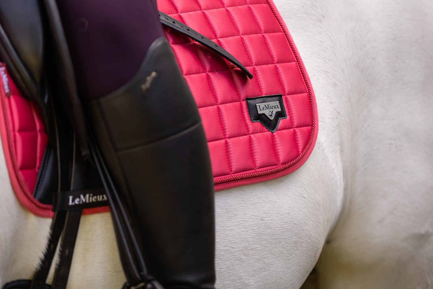 LeMieux saddle pad Loire Memory Satin Dressage Square papaya