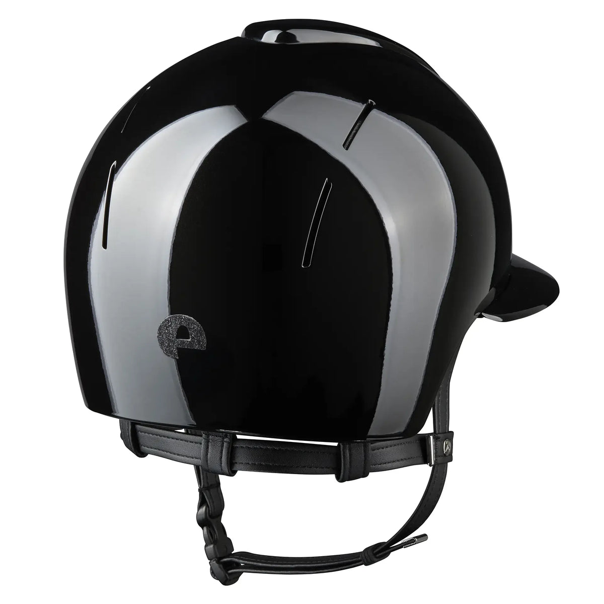 KEP Smart Nova Metal Polish Reithelm Schwarz, Star Glitzer Schwarz und Polo-Visier – Seitenansicht