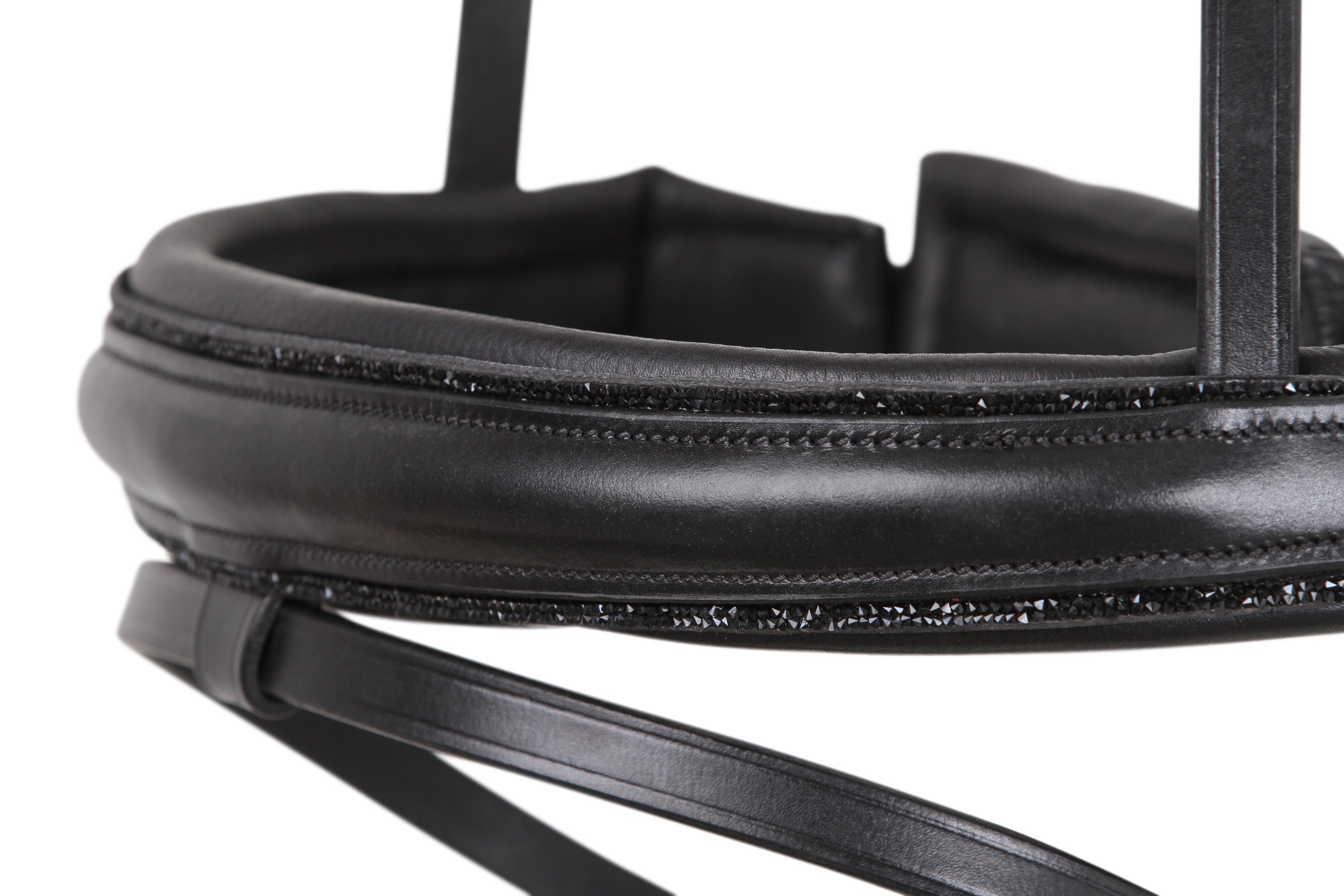 SD Design noseband Swedish combined black with jet crystal rocks decorative piping