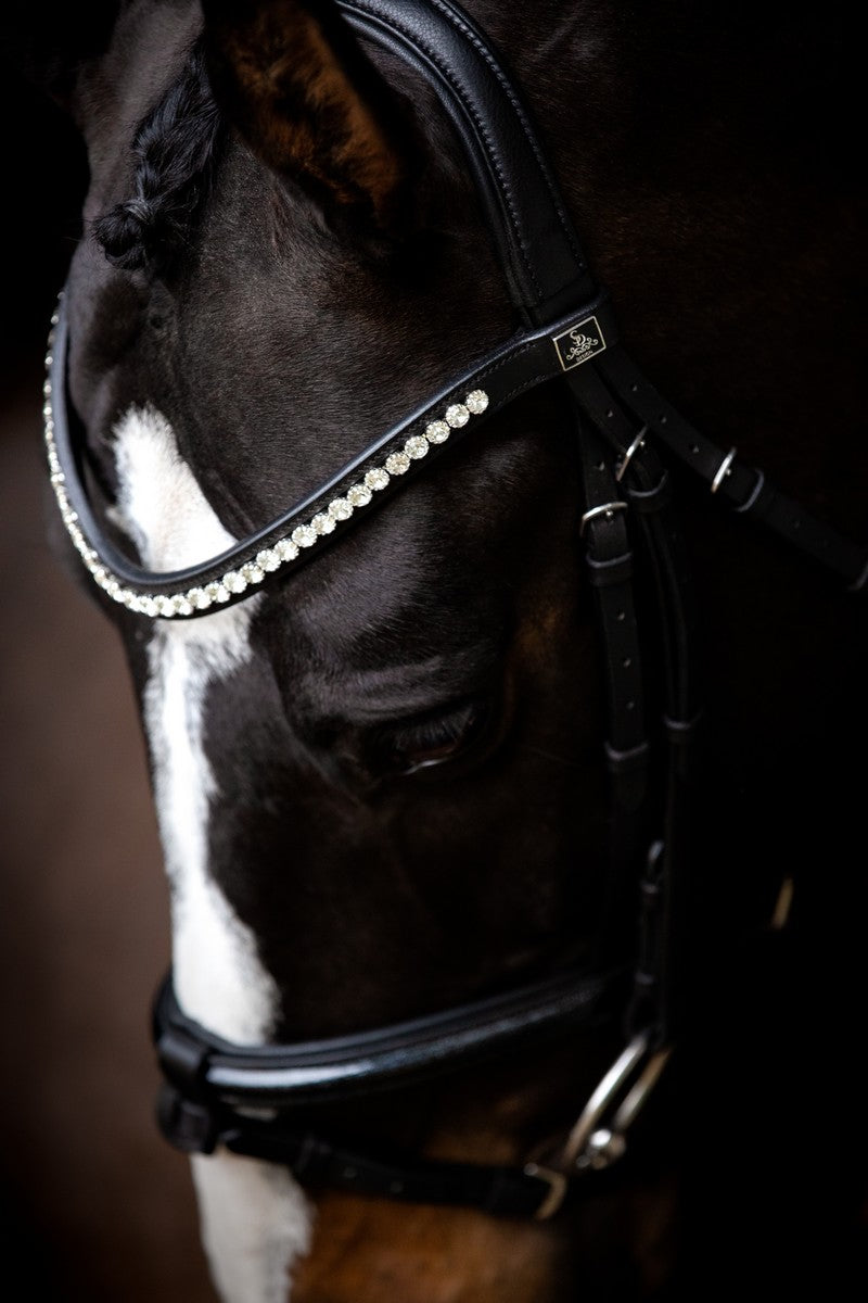 SD Design Bridle Leerox black glitter varnish with removable flash strap