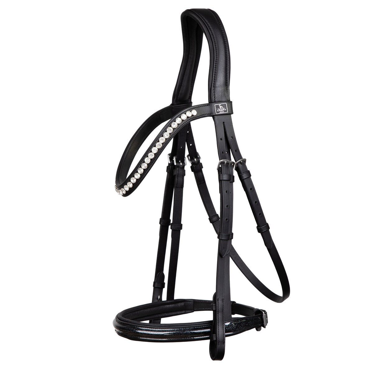 SD Design Bridle Leerox black glitter varnish with removable flash strap