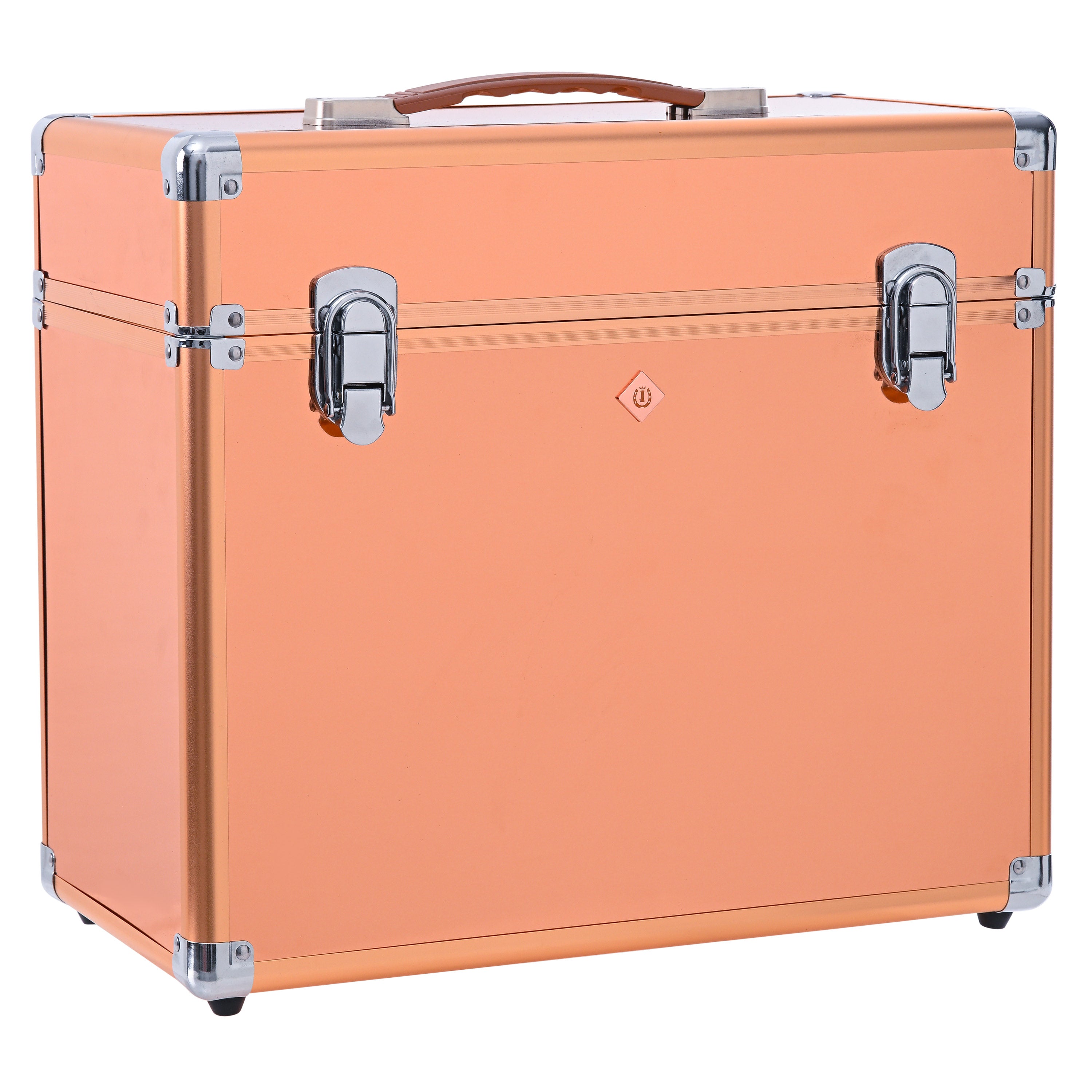 Die geschlossene Imperial Riding Putzbox IRHBasic Slim Line in roségold zeigt ihre schmale, elegante Form und die glänzende Premium-Oberfläche, wie sie im Reitsport als moderne, hochwertige Putzbox für Stall, Turnier und Pferdepflege besonders beliebt ist.