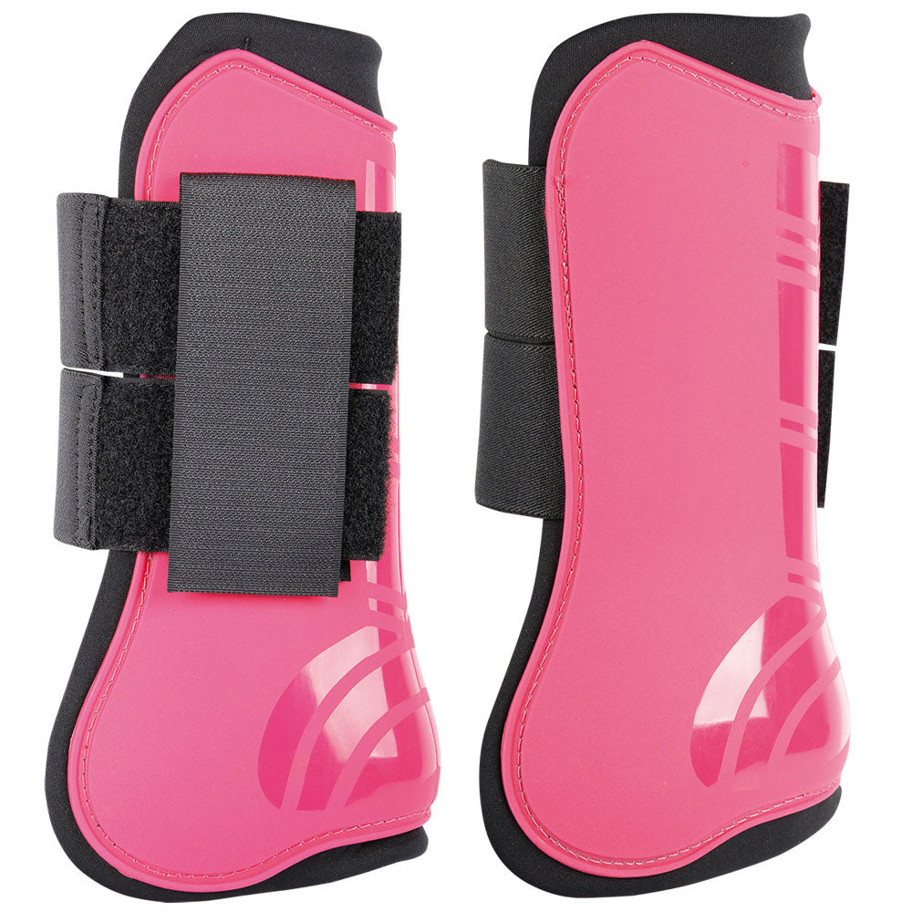 Harrys Horse Gamaschen Next in der Farbe Fuchsia, einem Pinkton, im 2er-Set für den Beinschutz der Vorderbeine bei Pferden Ideal für das Springreiten, das Dressurreiten oder Ausritte. Schutz für Sehnen und Fesselkopf. Mit Klettverschluss und weichem Neoprenfutter.