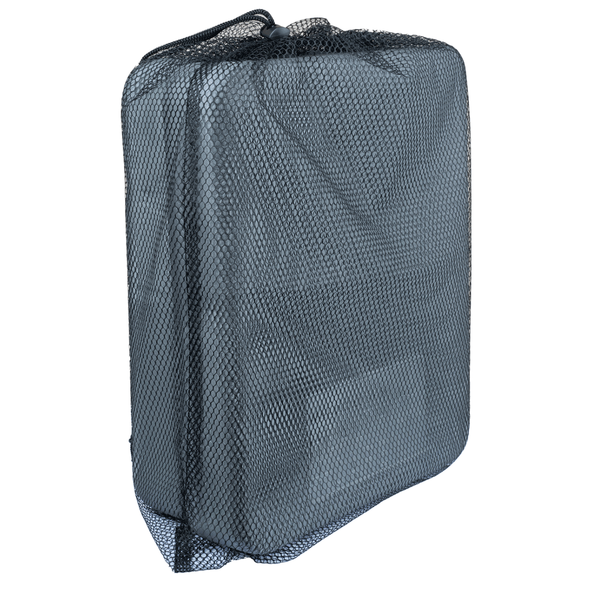 Praktischer Lieferumfang der Waldhausen Health + Care Balance Pads für Pferde: Die beiden grauen Schaumstoffplatten sind platzsparend im schwarzen Mesh-Transportbeutel mit Kordelzug verstaut – ideal zur sauberen Aufbewahrung und zum handlichen Transport im Stallalltag.