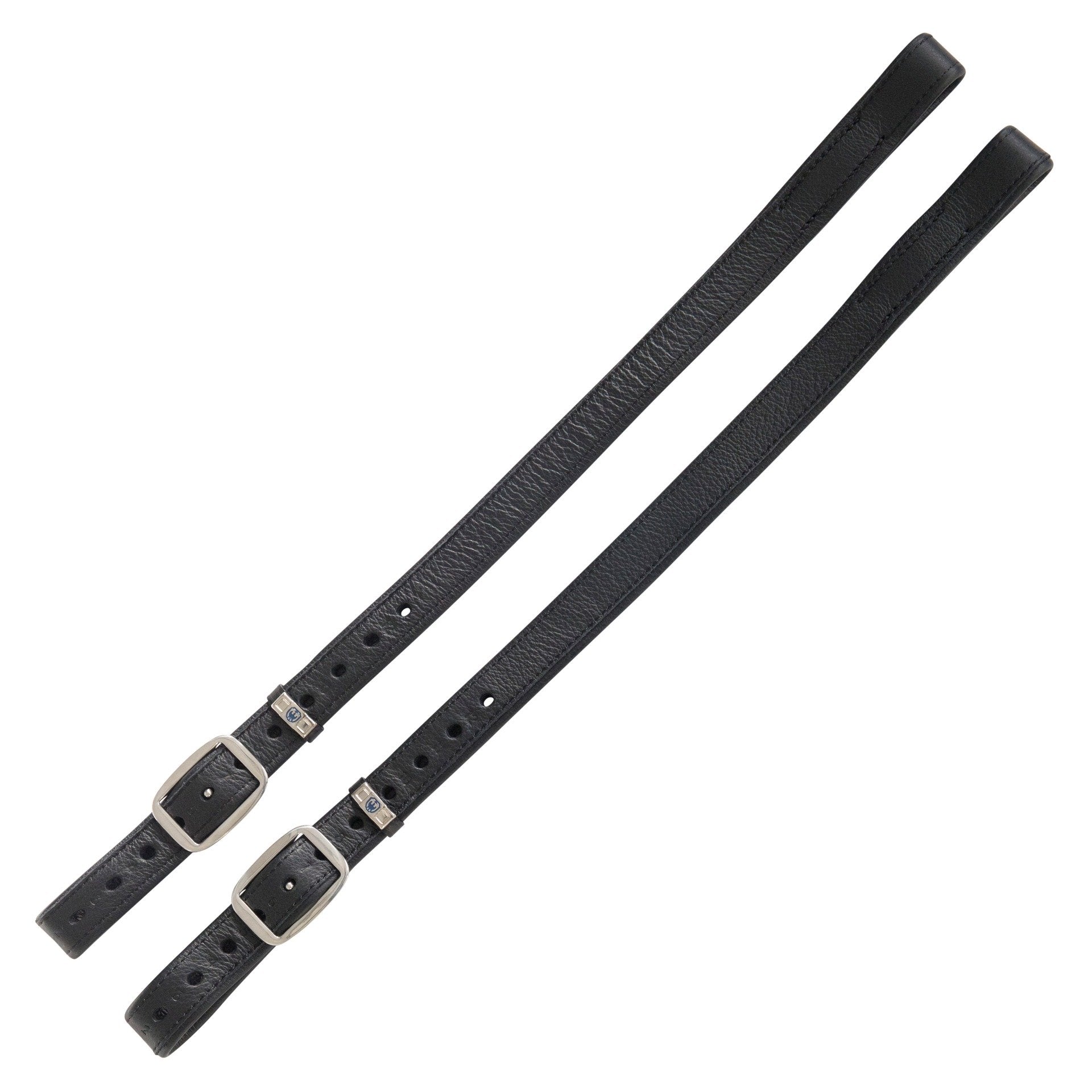 Stübben Mono de Luxe Steigbügelriemen aus hochwertigem Leder mit befestigtem Steigbügel, schnallenfrei im oberen Bereich für mehr Komfort am Oberschenkel und direkten Kontakt zum Pferd bei der Nutzung im Monosattel.