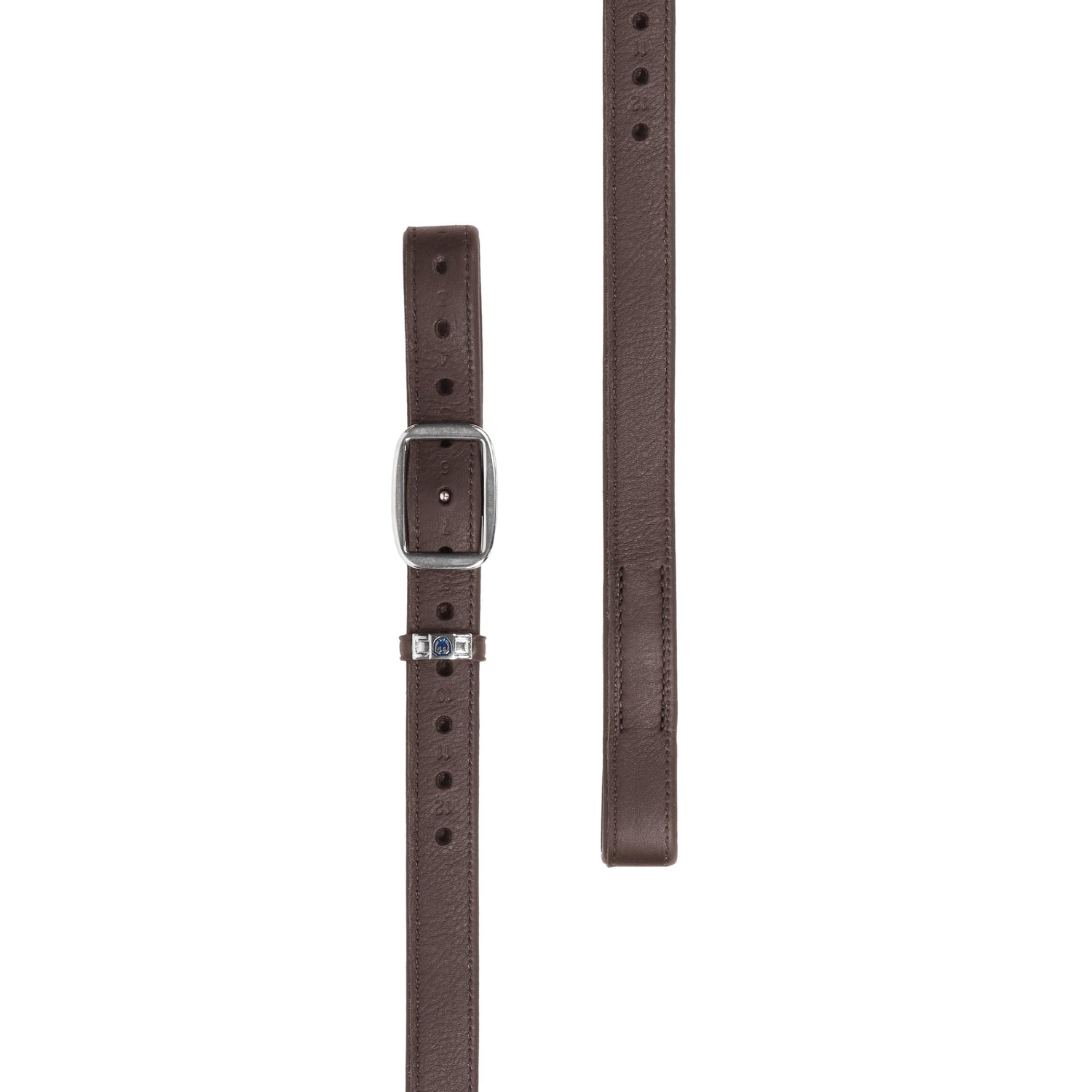 tübben Steigbügelriemen Mono de Luxe 1 Zoll in der Farbe Ebony, einem  dunklen Braunton mit flachem Mono-Riemen, schnallenloser Aufhängung im Monosattel und Steigbügelbefestigung ohne zusätzliche Lederschichten für maximalen Komfort und direkten Kontakt zum Pferd.