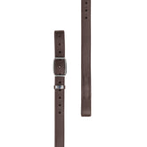 tübben Steigbügelriemen Mono de Luxe 1 Zoll in der Farbe Ebony, einem  dunklen Braunton mit flachem Mono-Riemen, schnallenloser Aufhängung im Monosattel und Steigbügelbefestigung ohne zusätzliche Lederschichten für maximalen Komfort und direkten Kontakt zum Pferd.