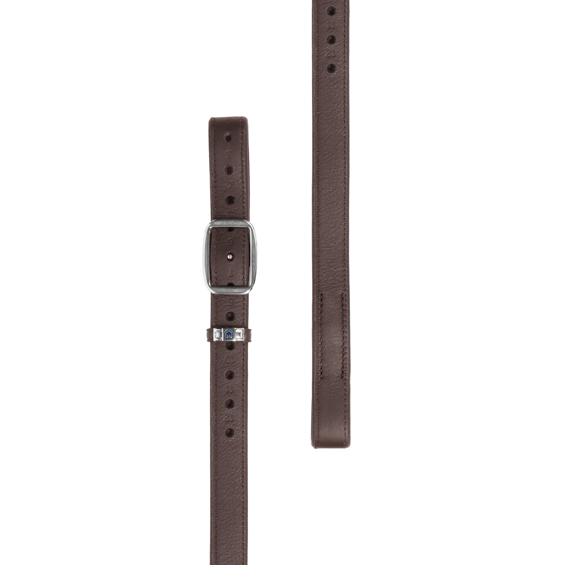 tübben Steigbügelriemen Mono de Luxe 1 Zoll in der Farbe Ebony, einem  dunklen Braunton mit flachem Mono-Riemen, schnallenloser Aufhängung im Monosattel und Steigbügelbefestigung ohne zusätzliche Lederschichten für maximalen Komfort und direkten Kontakt zum Pferd.