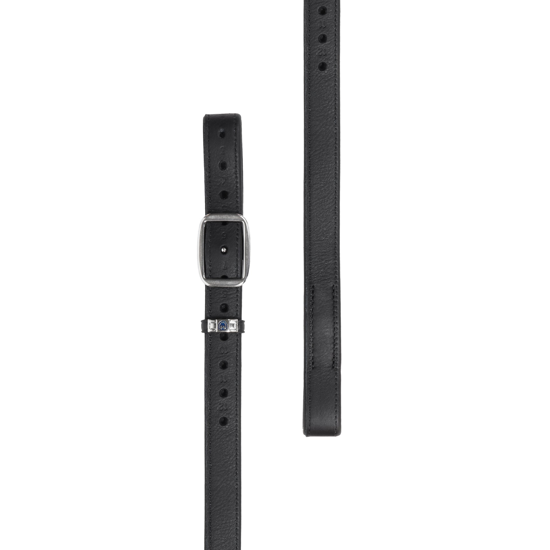 Stübben Steigbügelriemen Mono de Luxe 1 Zoll in Schwarz mit flachem Mono-Riemen, schnallenloser Aufhängung im Monosattel und Steigbügelbefestigung ohne zusätzliche Lederschichten für maximalen Komfort und direkten Kontakt zum Pferd.