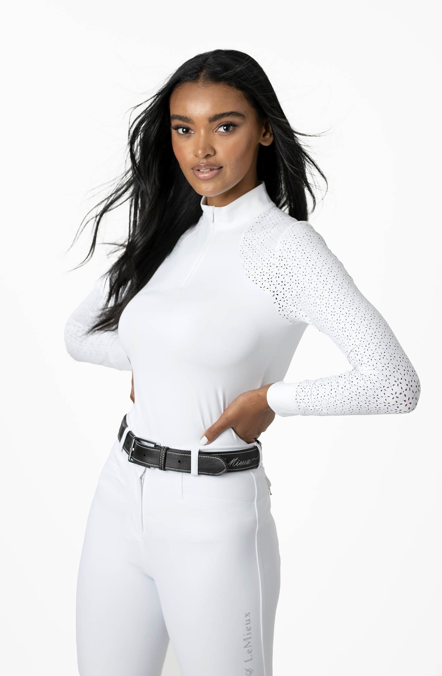 LeMieux Langarm Turniershirt Olivia Show Shirt Long Sleeve white