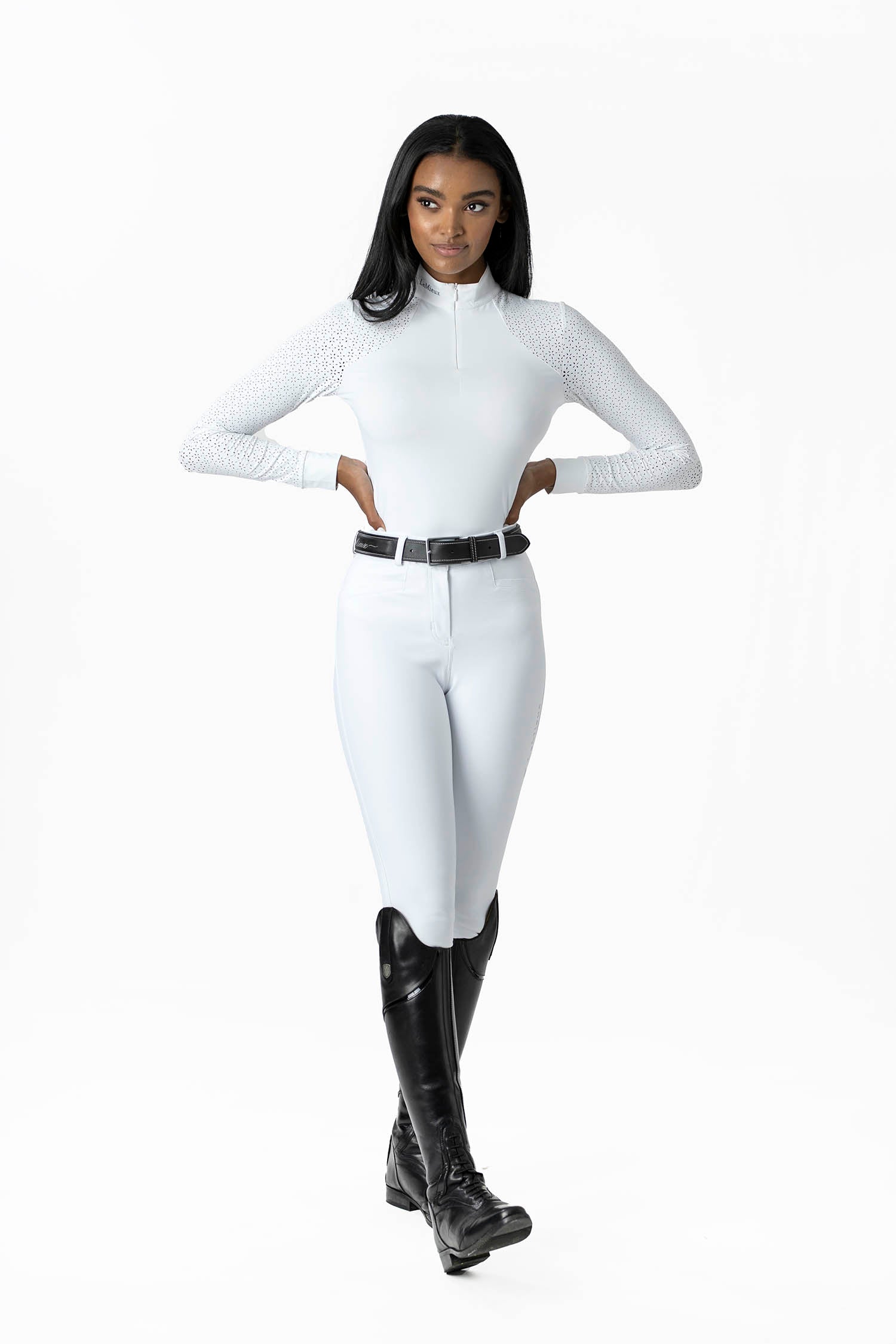 LeMieux Langarm Turniershirt Olivia Show Shirt Long Sleeve white