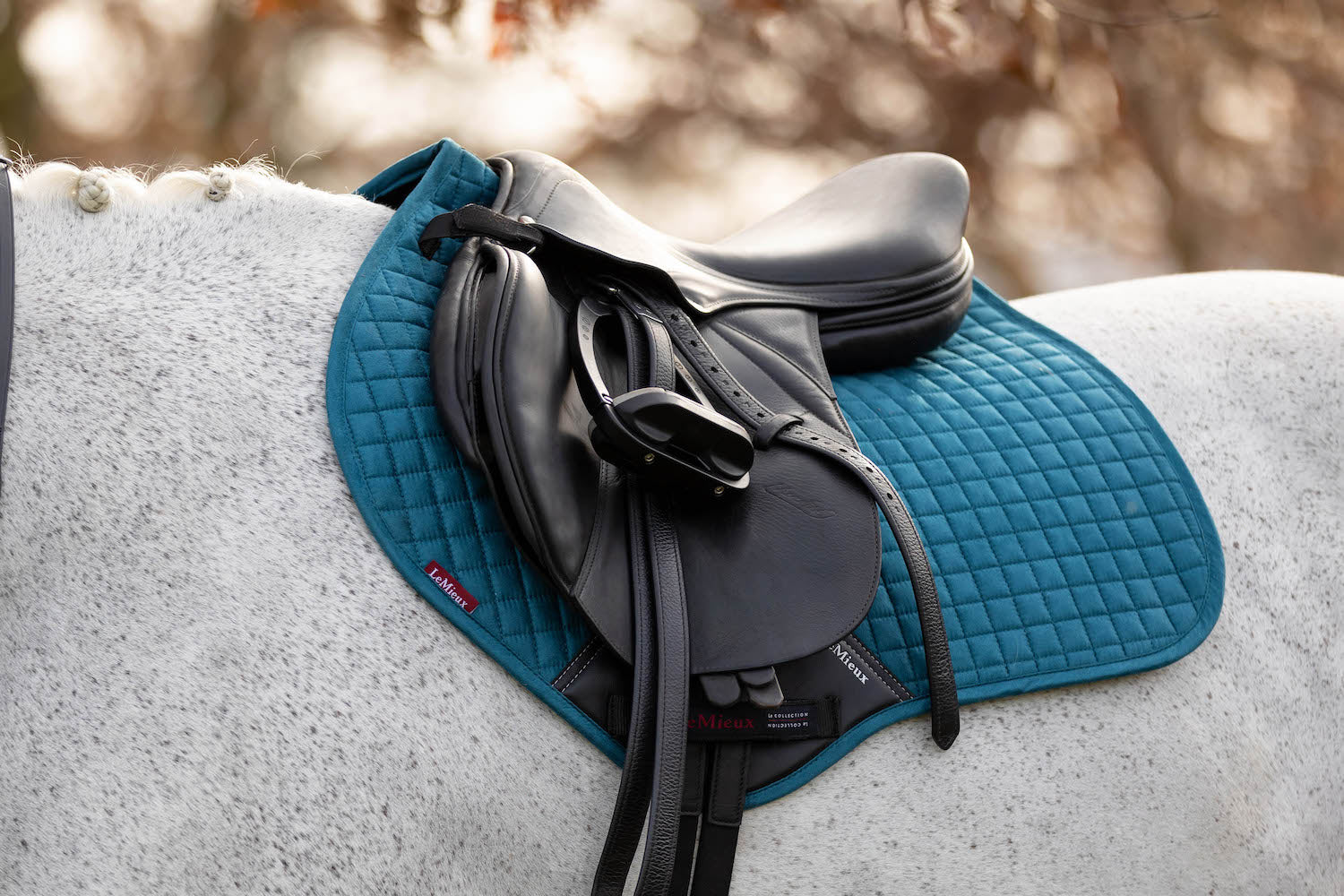 LeMieux Schabracke Luxury Suede Close Contact Square marine