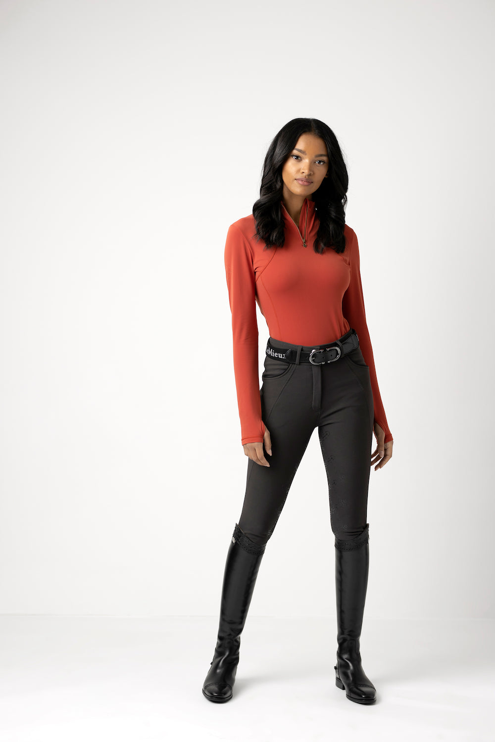 LeMieux Langarmshirt Liberte Zipped Neck Base Layer sienna
