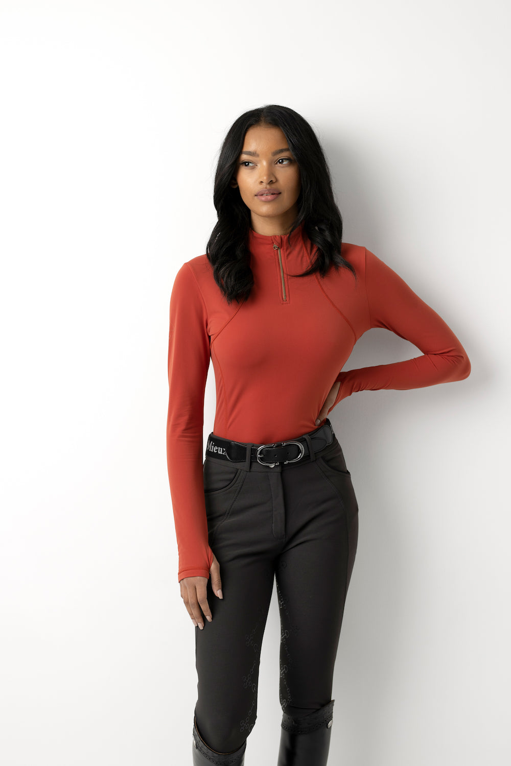 LeMieux Langarmshirt Liberte Zipped Neck Base Layer sienna