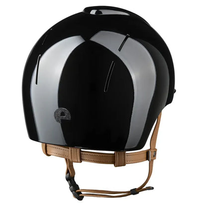 KEP Smart Nova Metal Polish Reithelm Schwarz mit beiger Beriemung, Star Glitzer Schwarz – Seitenansicht