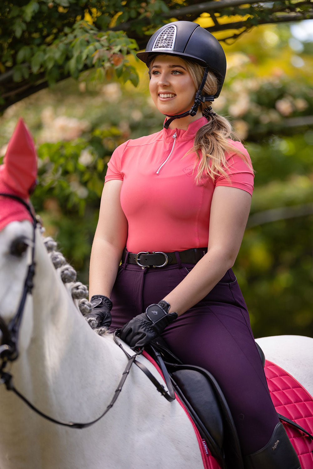 LeMieux short-sleeved base layer shirt papaya