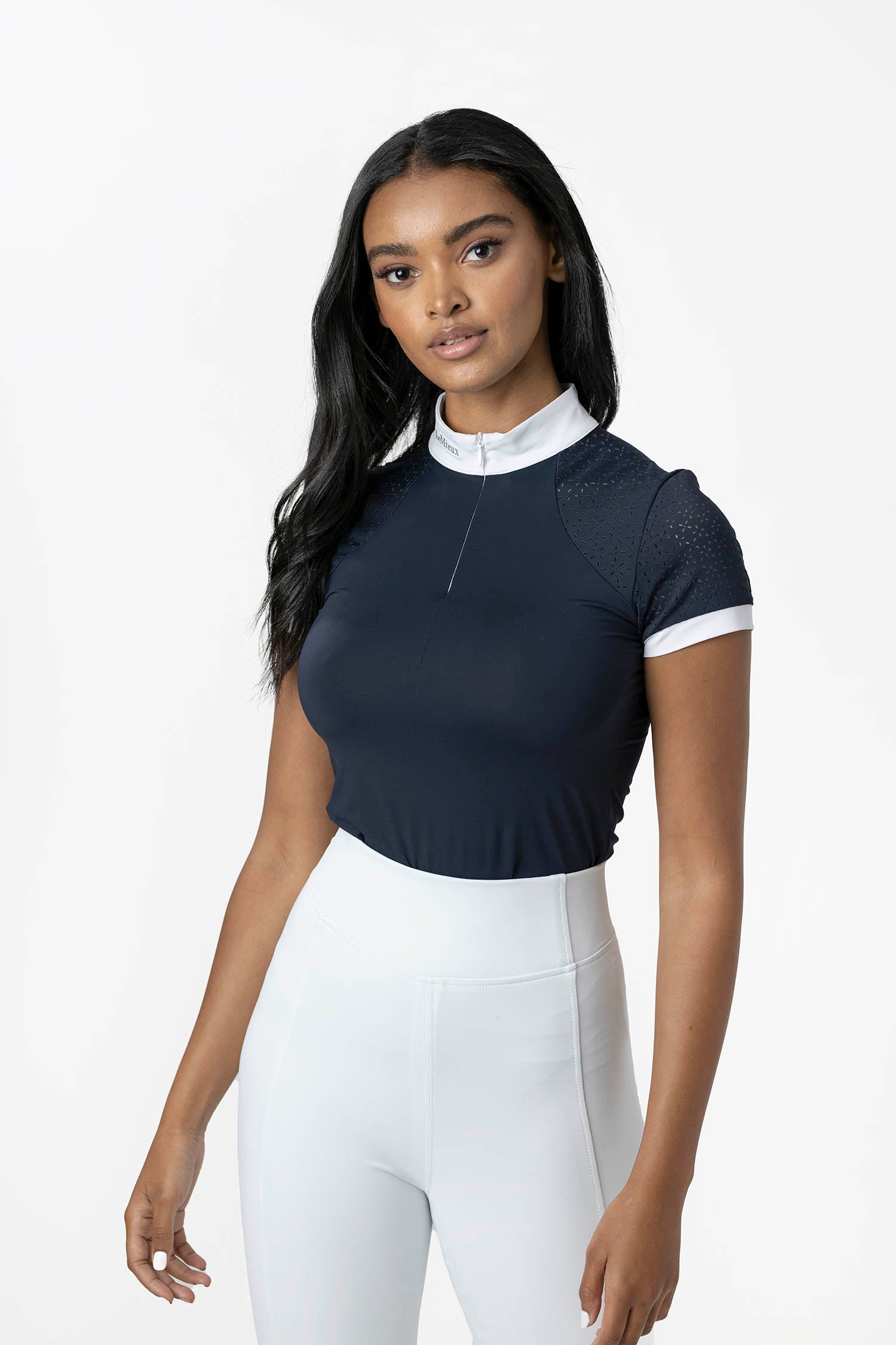 LeMieux Kurzarm Turniershirt Olivia Show Shirt Short Sleeve navy