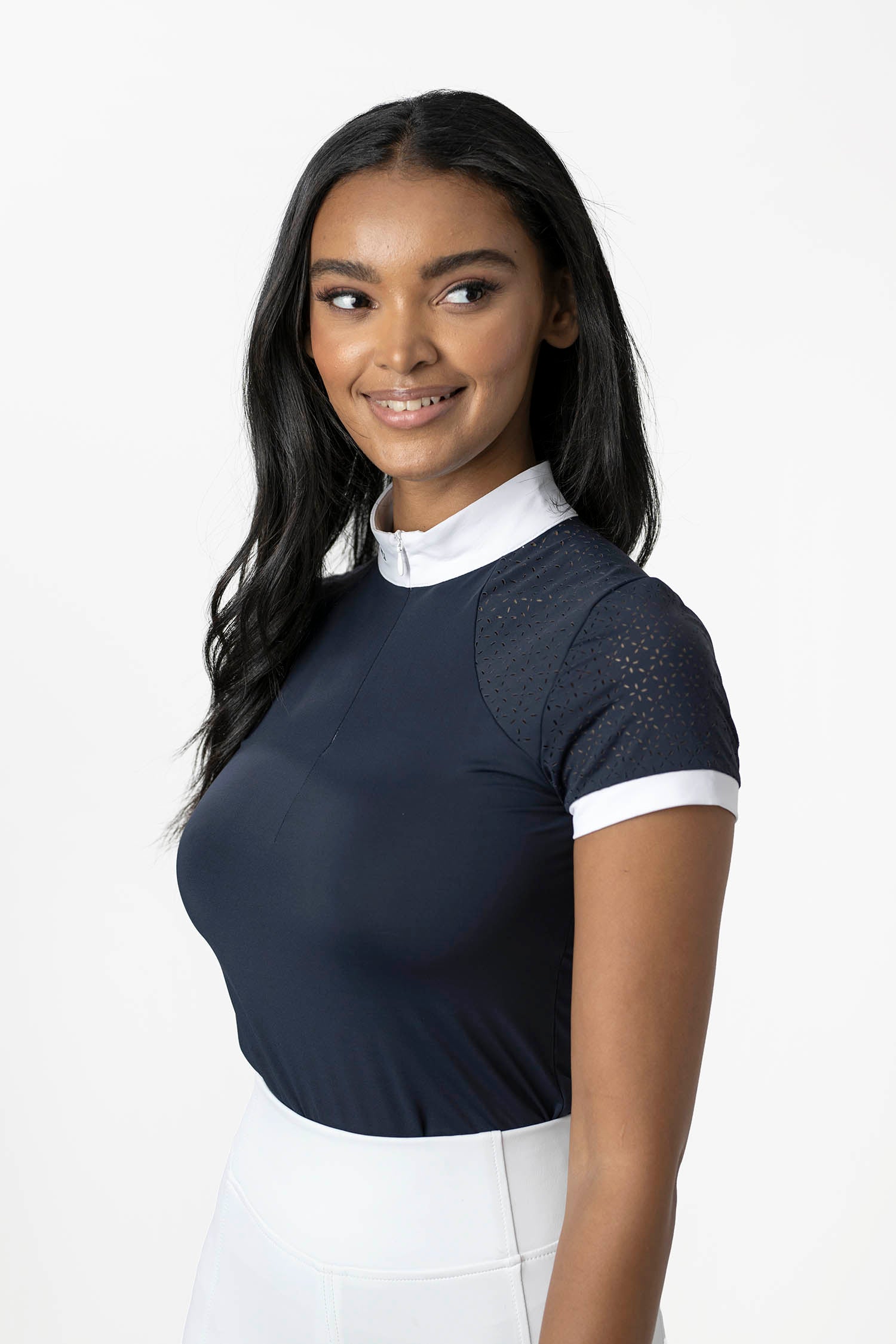 LeMieux Kurzarm Turniershirt Olivia Show Shirt Short Sleeve navy