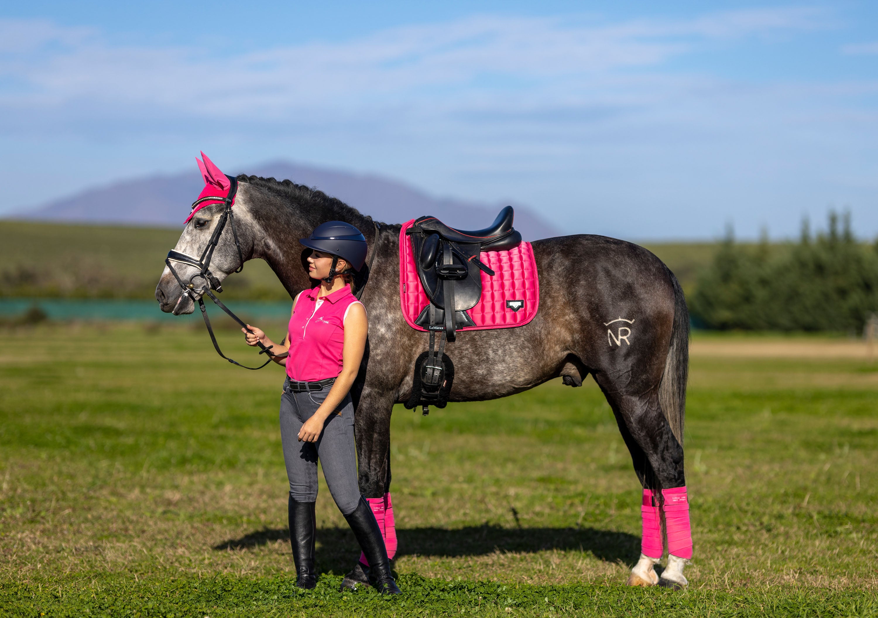 LeMieux saddle pad Loire Classic Satin Dressage Square watermelon