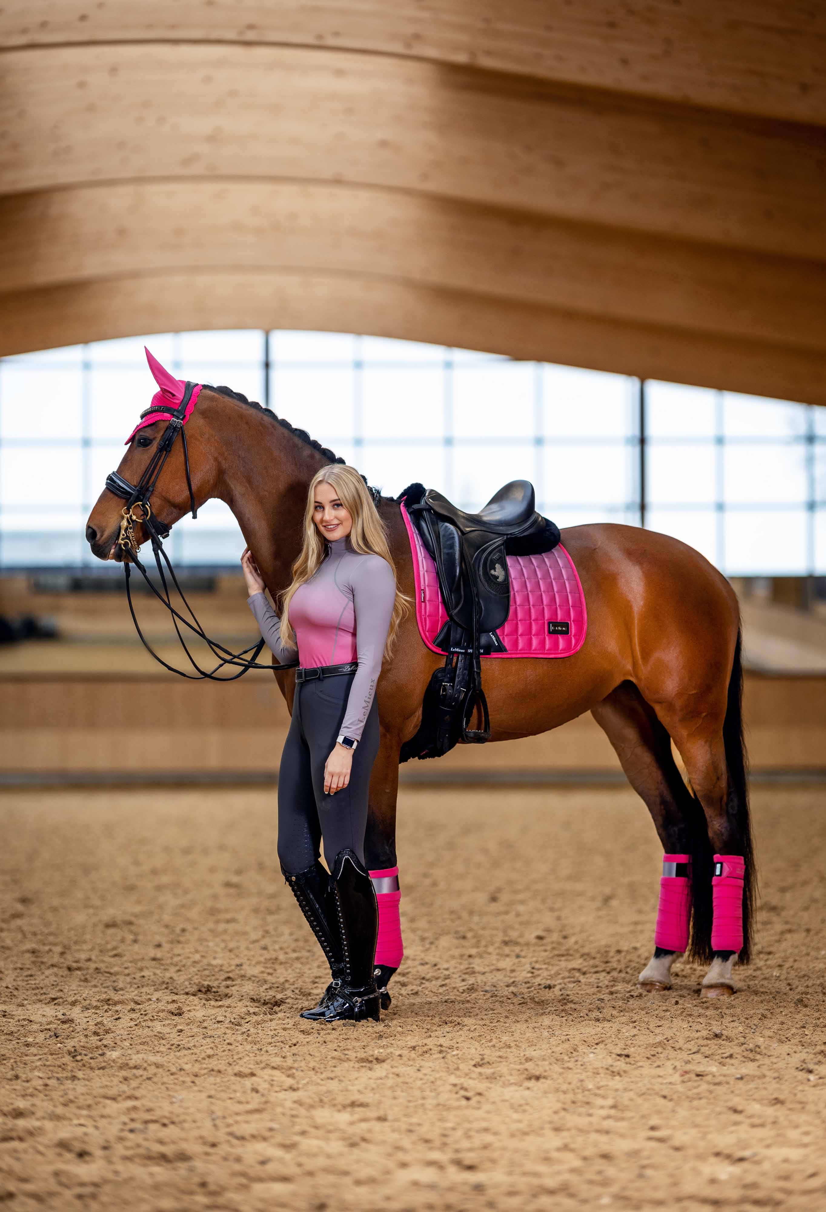 LeMieux Schabracke Spectrum Satin Dressage Square watermelon