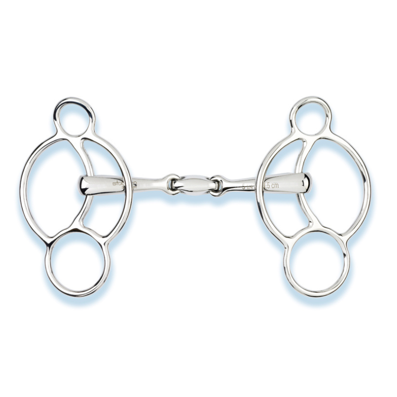 Stübben 2281 Easy Control 3-Ring-Trense doppelt gebrochen aus Edelstahl