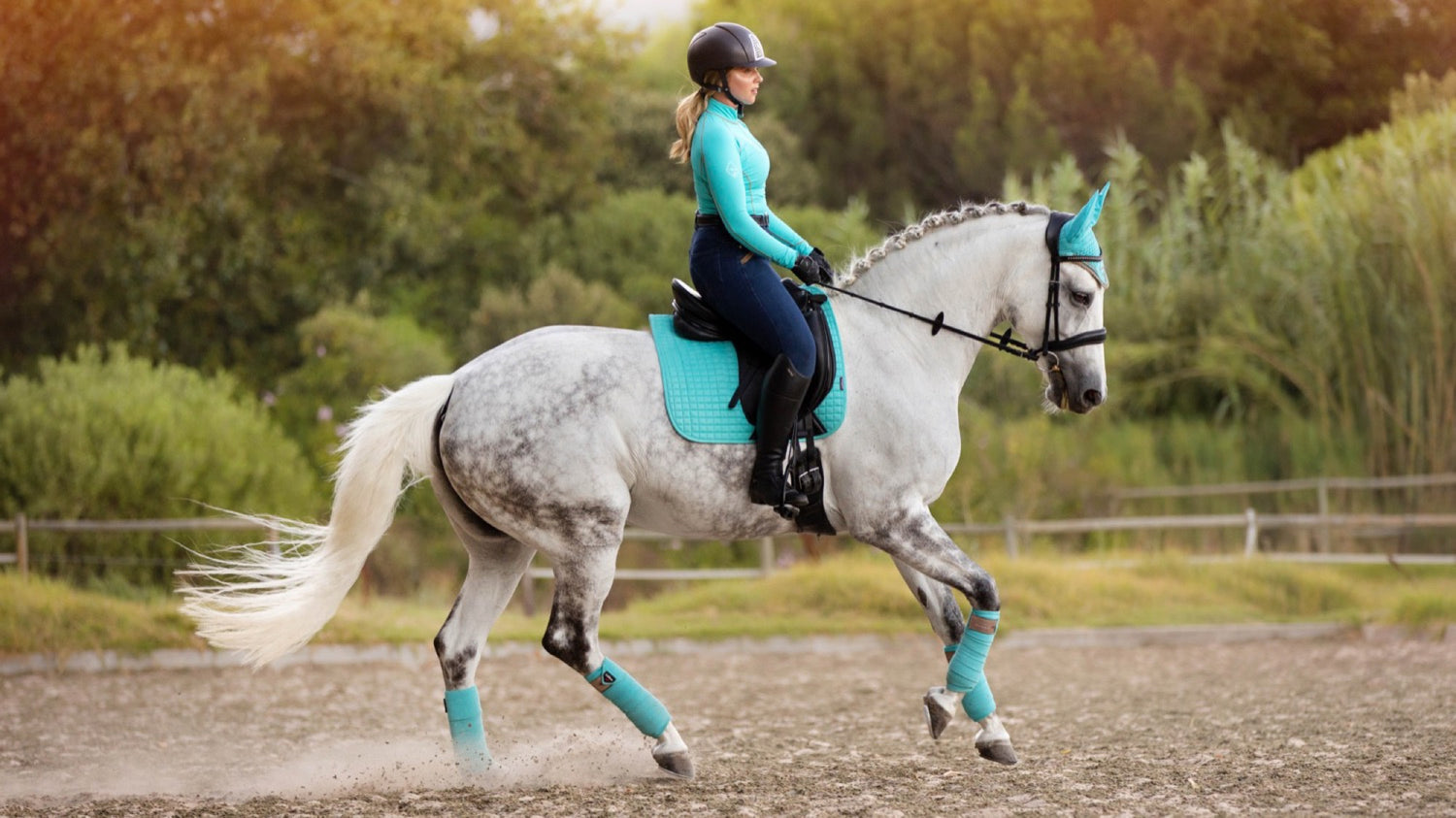 LeMieux Schabracke Luxury Suede Dressage Square azure