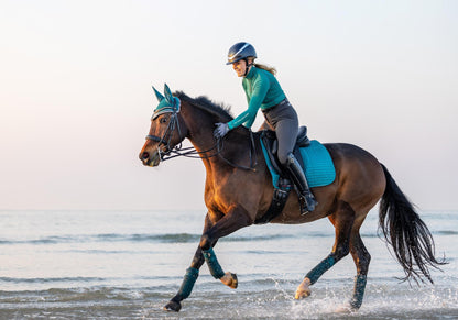 LeMieux Schabracke Luxury Suede Dressage Square peacock