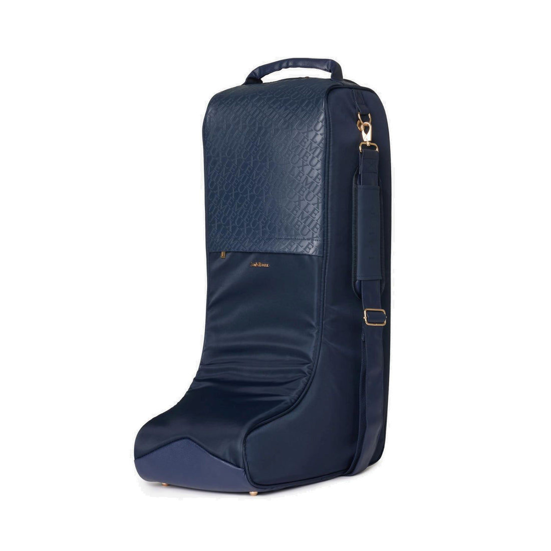 LeMieux Stiefeltasche Luxe Navy – edle, gepolsterte Reitstiefel Tasche mit goldenen Details und luxuriösem Design.