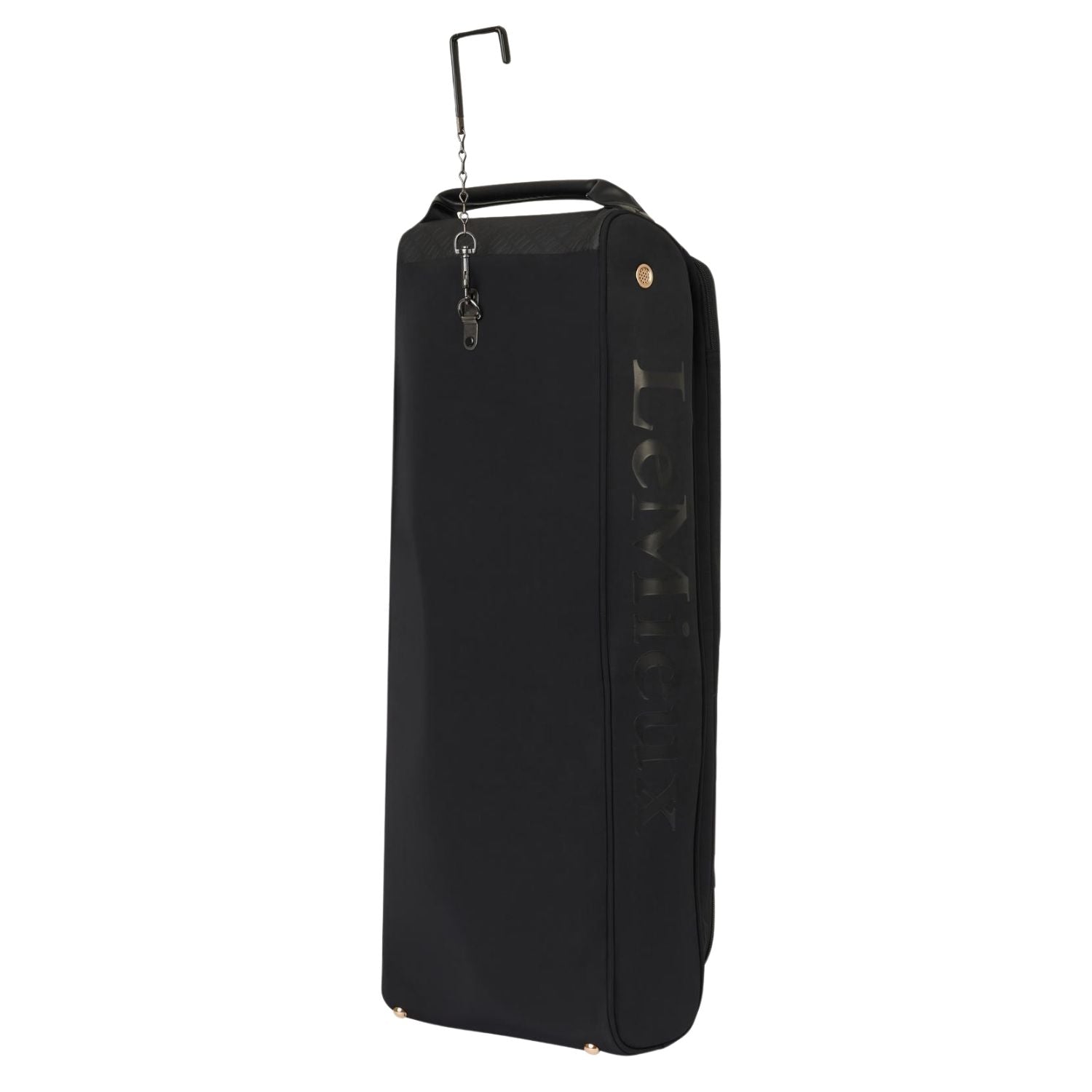 LeMieux Trensentasche Luxe Schwarz mit stabilem L-Haken und Kette zum Aufhängen, ideal für Stall, Pferdeanhänger oder Transporter, sichert Trensen und Kandaren während Transport oder Lagerung, luxuriöse und funktionale Reitsporttasche.